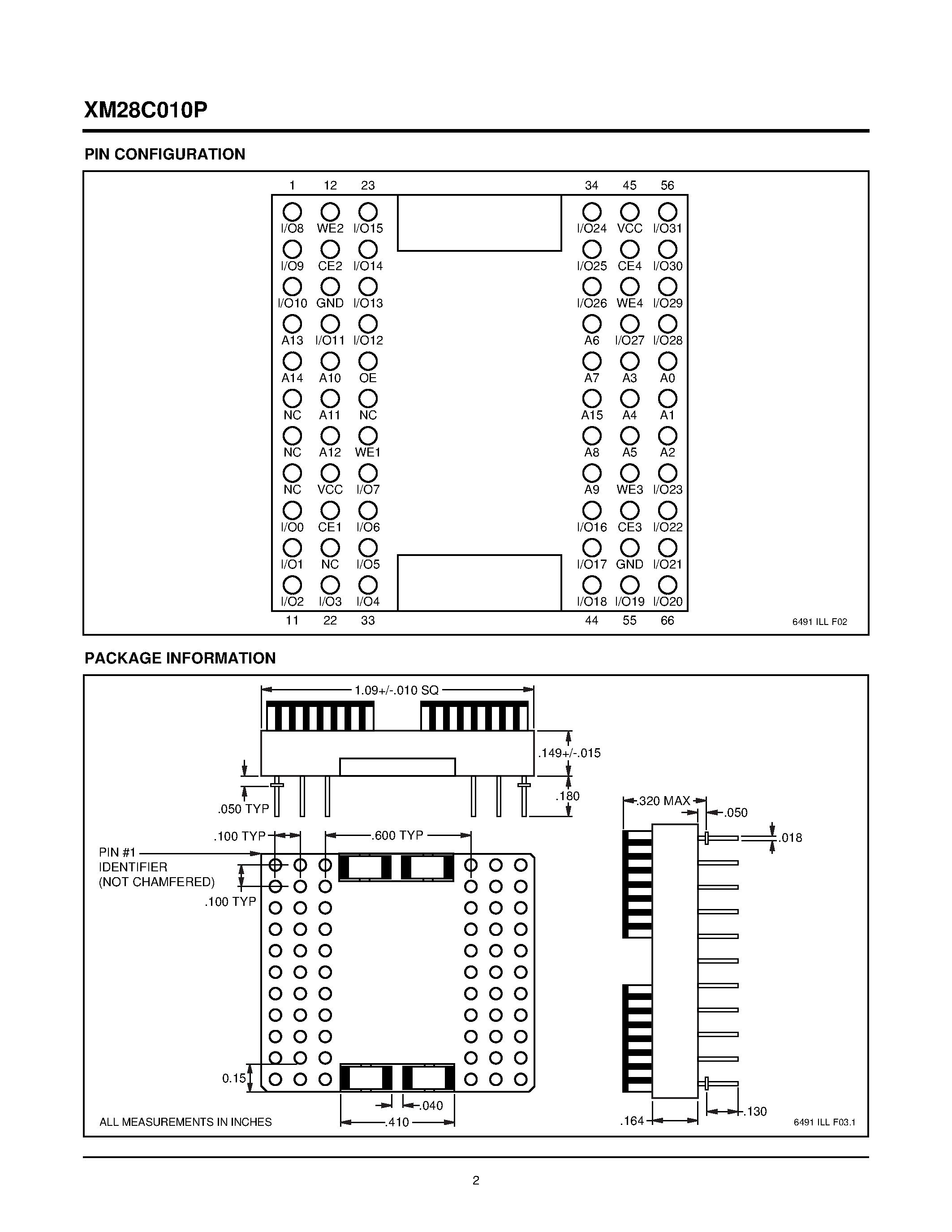 Datasheet XM28C010P page 2 Datasheet XM28C010P - High Speed 5 Volt Byte Alterable Nonvolatile Memory Array page 2