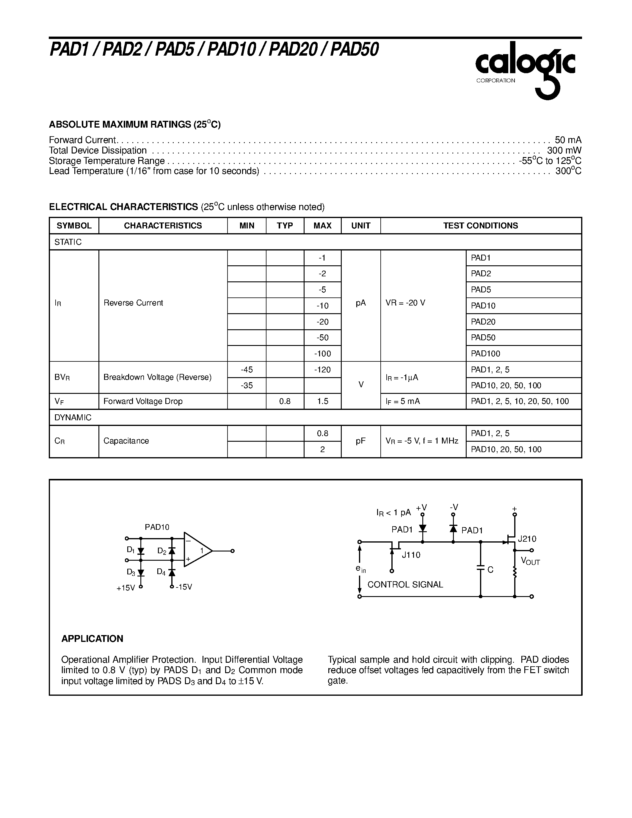 Datasheet XPAD1-100 - Low Leakage Pico Amp Diodes page 2