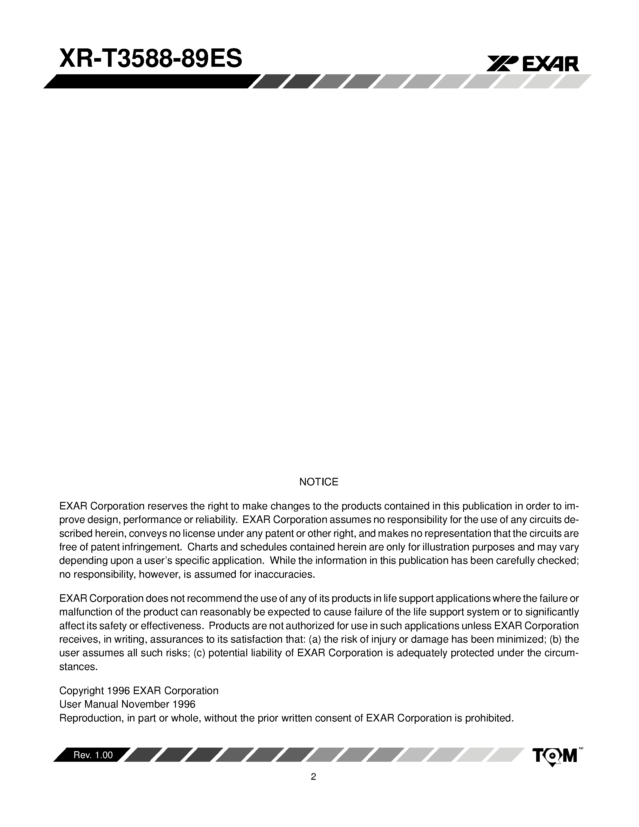 Даташит на микросхему XR-T3588CP страница 2 Даташит XR-T3588CP - V.35 Interface Receiver/Transmitter страница 2