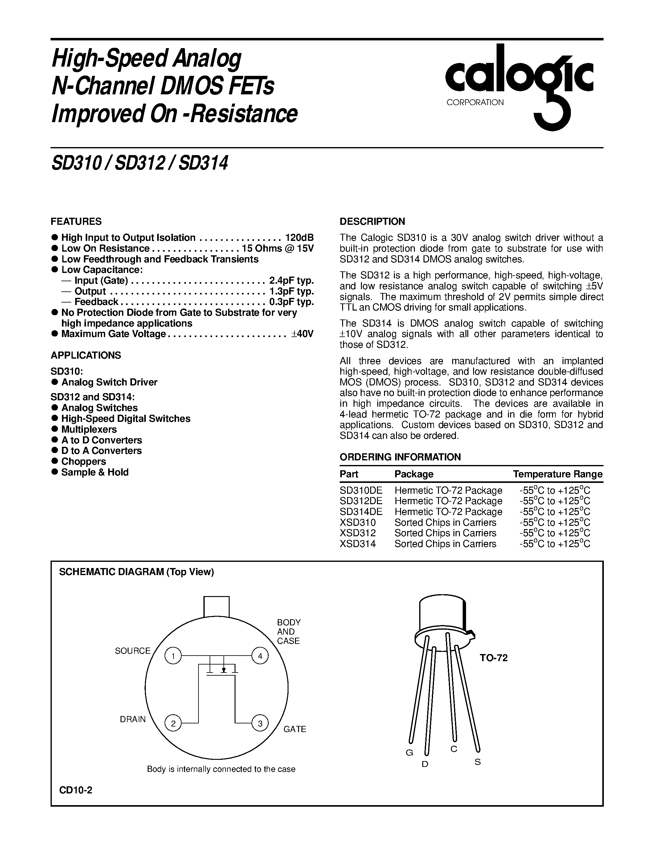 Datasheet XSD314 - High-Speed Analog N-Channel DMOS FETs Improved On -Resistance page 1
