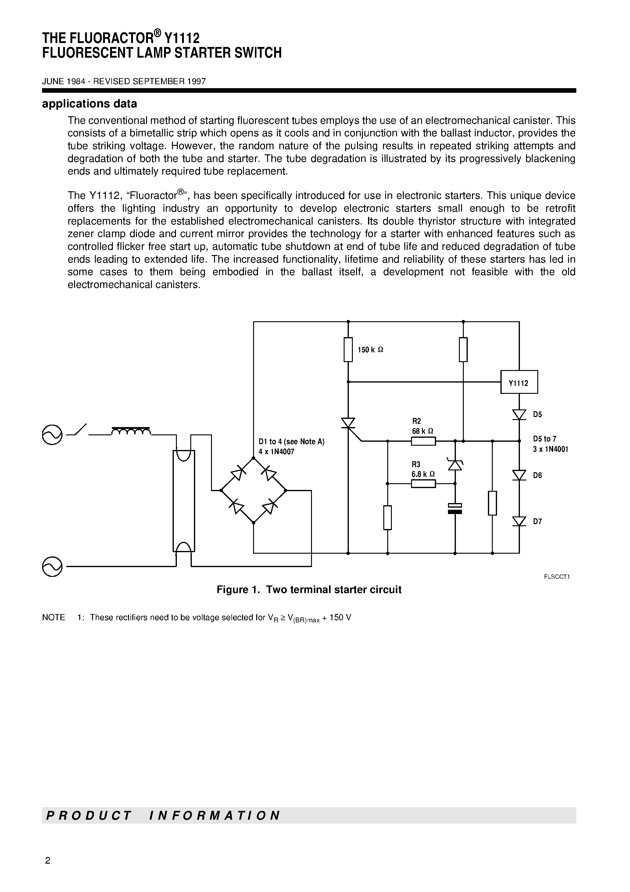 Datasheet Y1112 page 2 Datasheet Y1112 - THE FLUORACTOR Y1112 FLUORESCENT LAMP STARTER SWITCH page 2