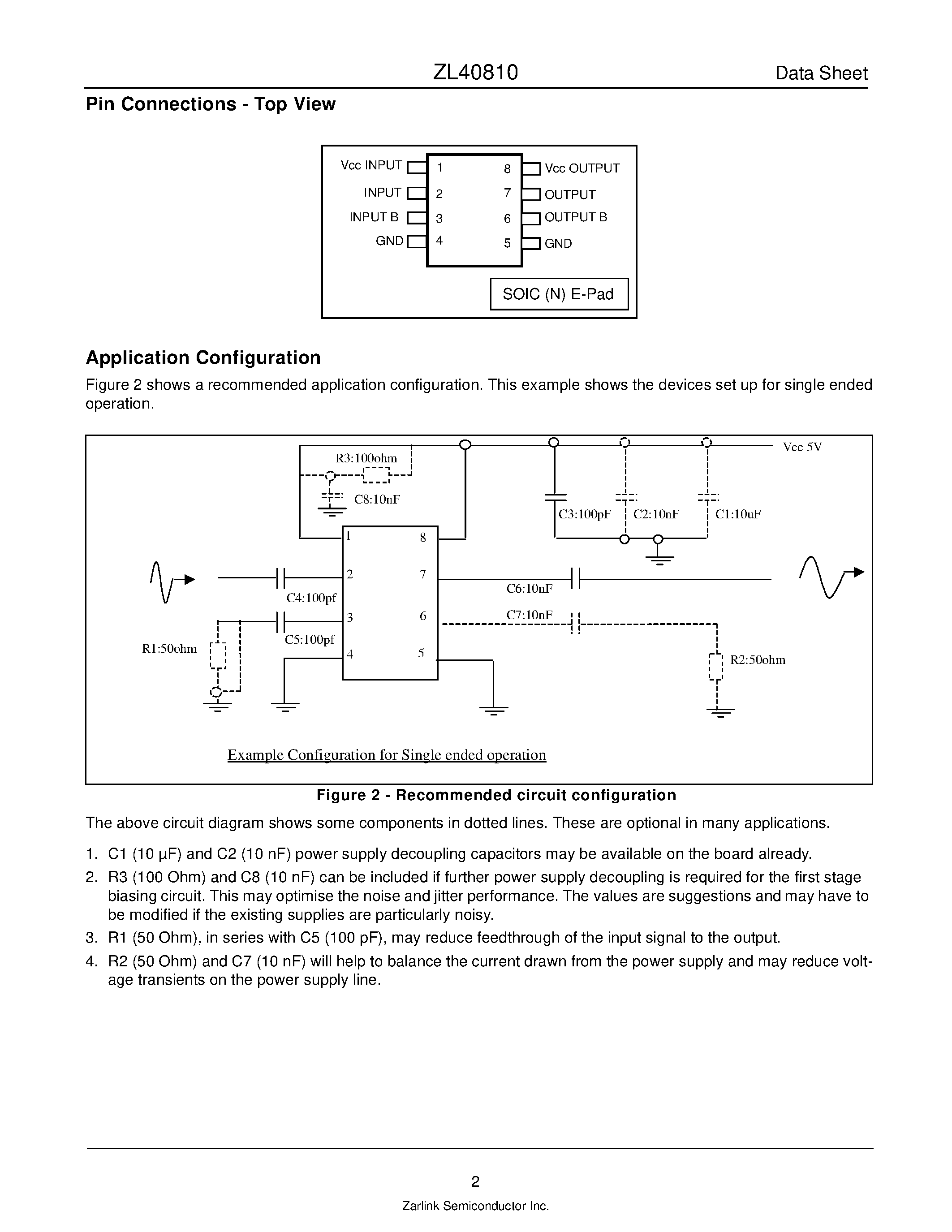 Datasheet ZL40810 - 10-GHz Fixed Modulus 8 page 2