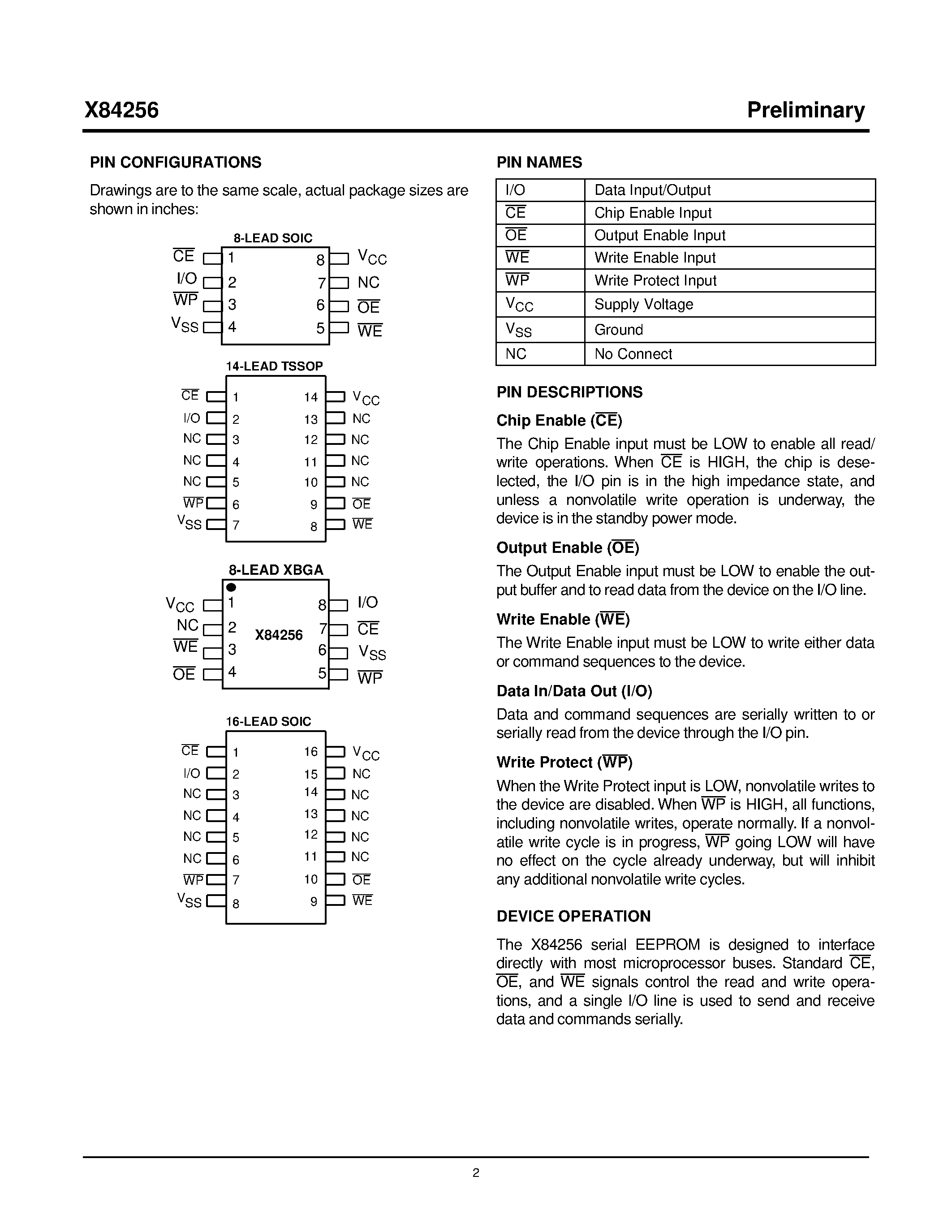 Datasheet X84256V14I-2.5 - UPort Saver EEPROM page 2