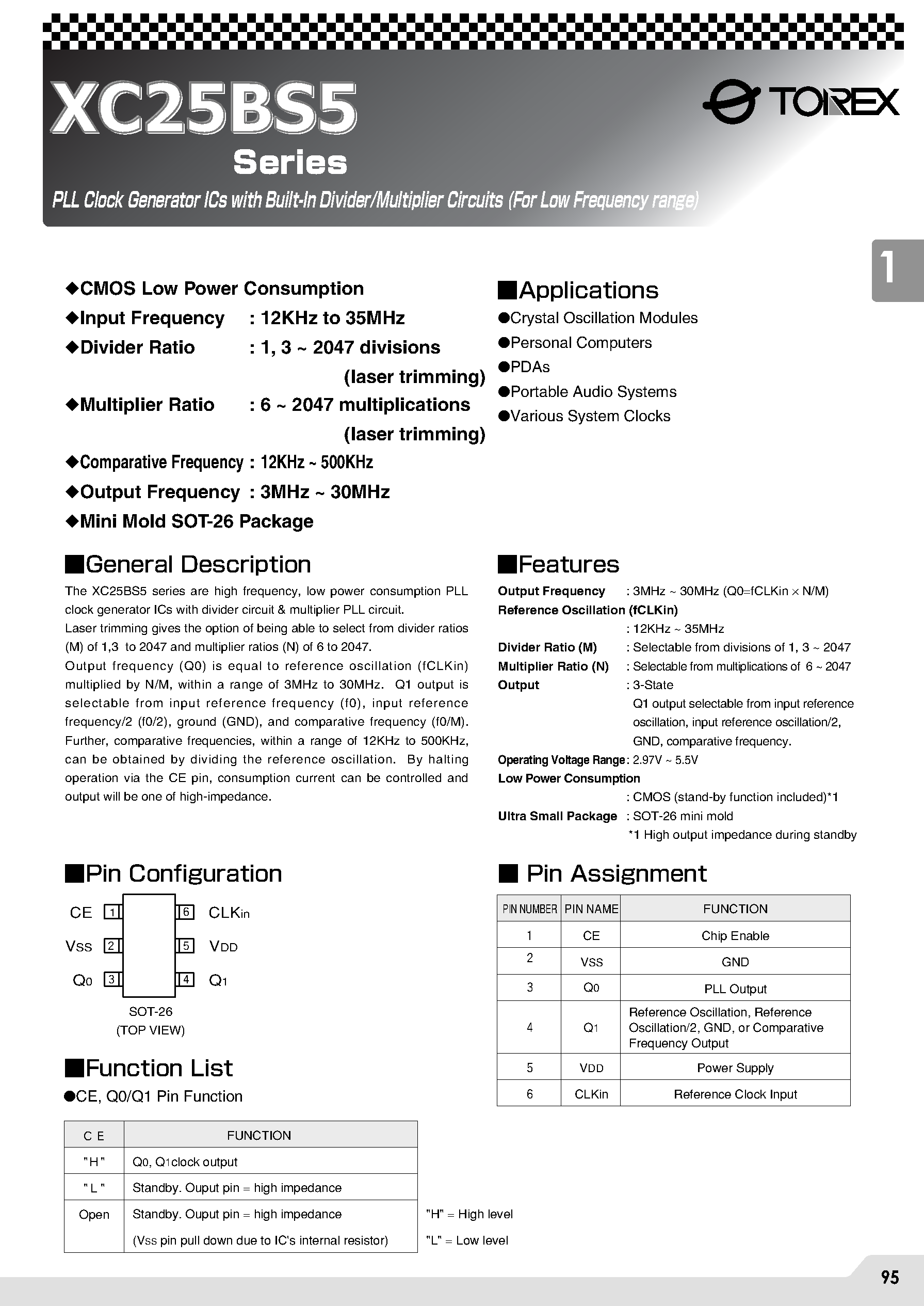 Datasheet XC221A1200ML - 1.2V Input / Output Rail To Rail CMOS Op Amp page 1