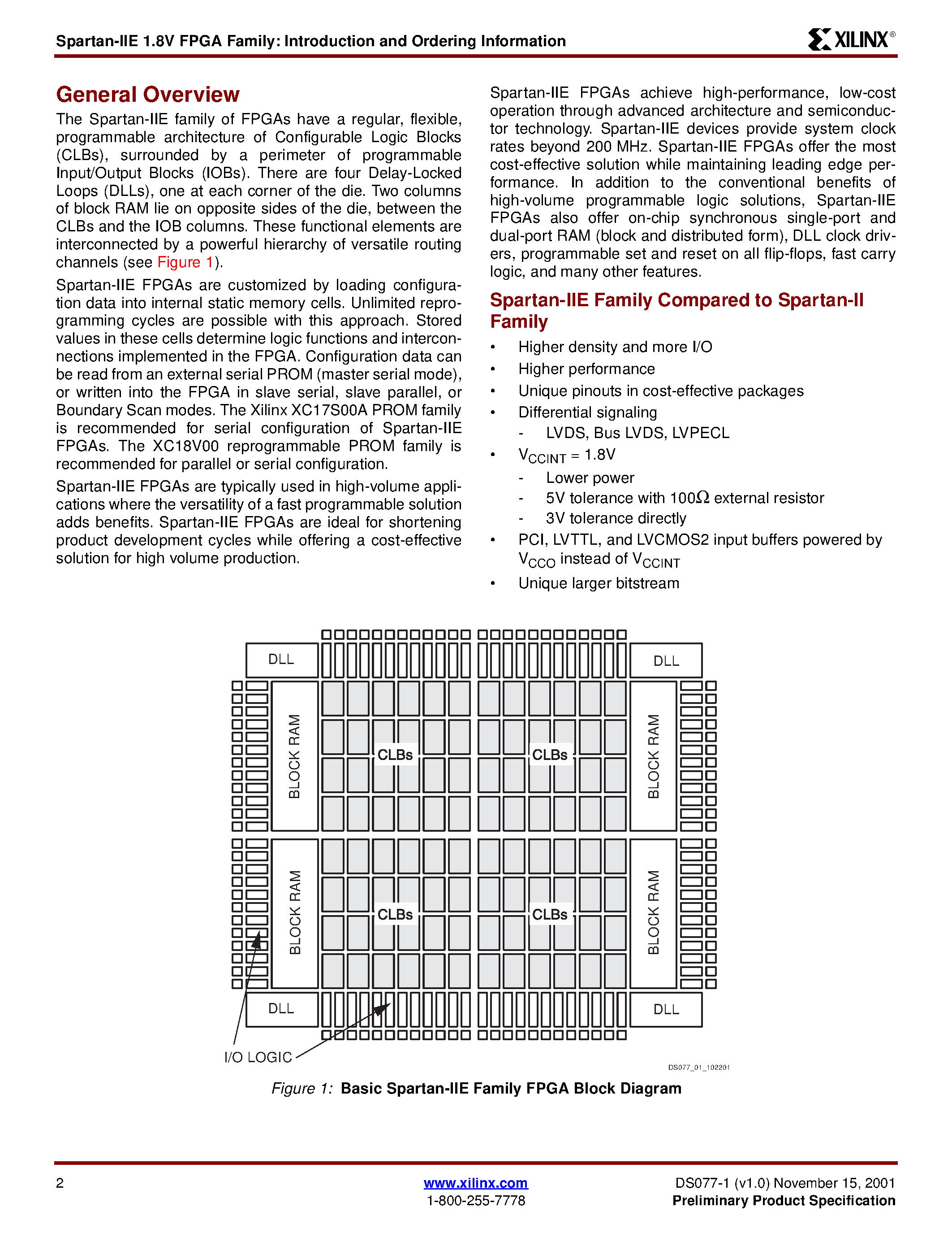 Datasheet XC2S100E-6TQ144C page 2 Datasheet XC2S100E-6TQ144C - Spartan-IIE 1.8V FPGA Family page 2