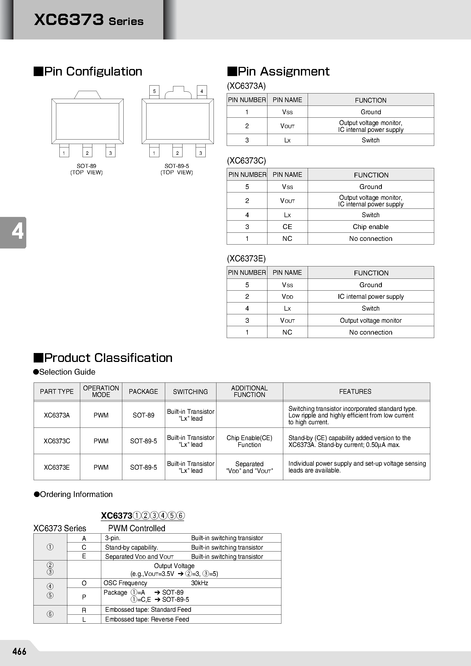 Datasheet XC6373 page 2 Datasheet XC6373 - LOW FREQUENCY PWM CONTROLLED STEP UP DC/DC CONVERTER page 2