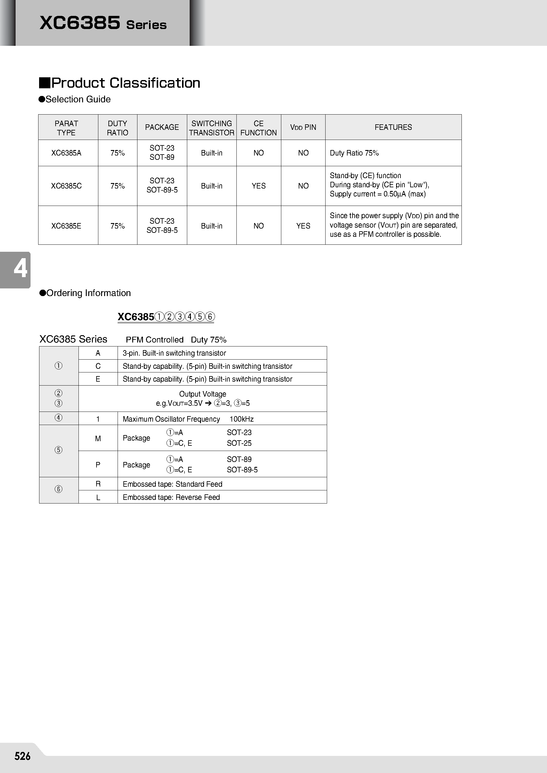 Datasheet XC6385C page 2 Datasheet XC6385C - PFM CONTROLLED STEP UP DC/DC CONVERTERS page 2
