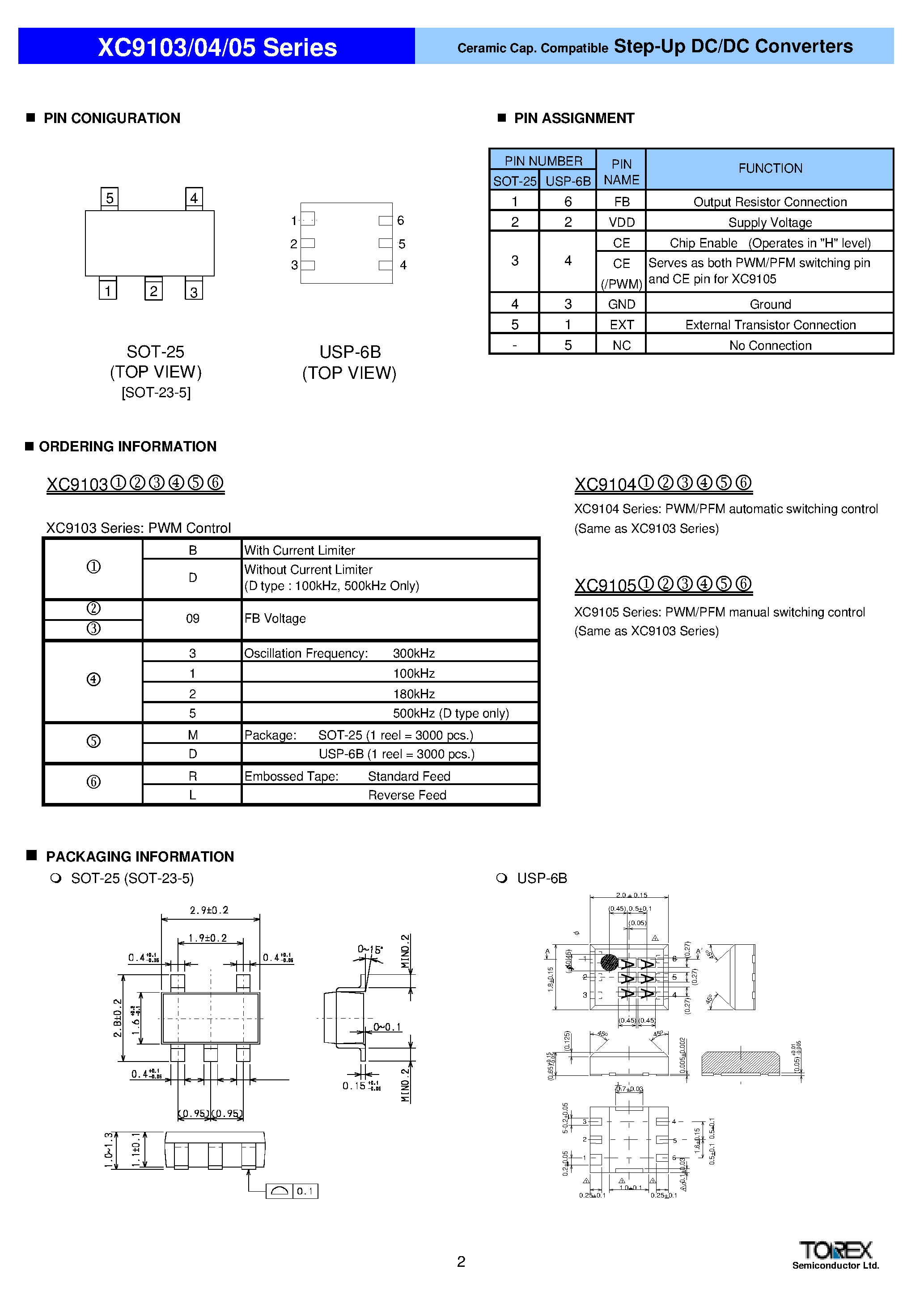 Даташит на микросхему XC9105 страница 2 Даташит XC9105 - Step-Up DC/DC Converters страница 2