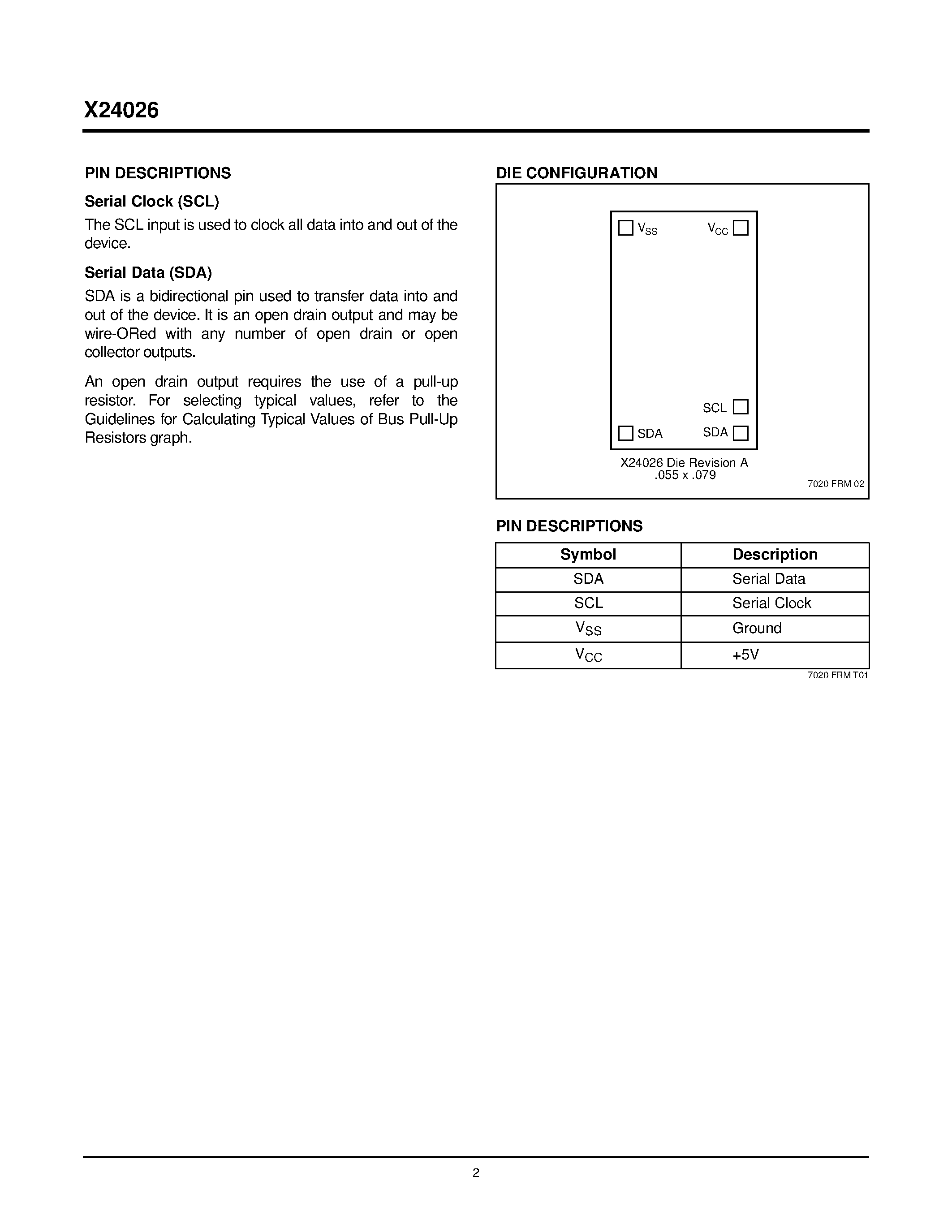 Datasheet X24026W-2.7 - Serial E2PROM page 2