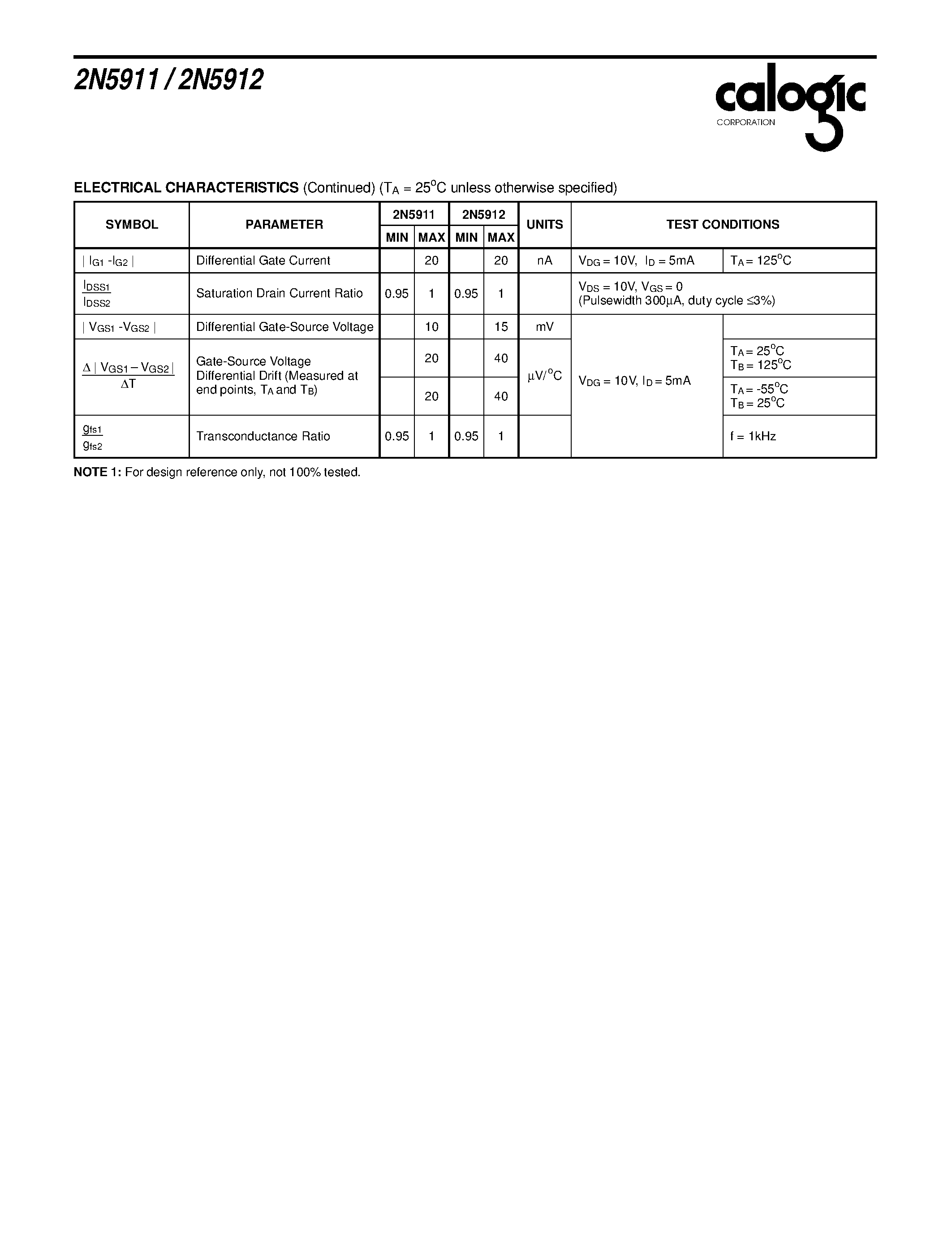 Datasheet X2N5912 - Dual N-Channel JFET High Frequency Amplifier page 2