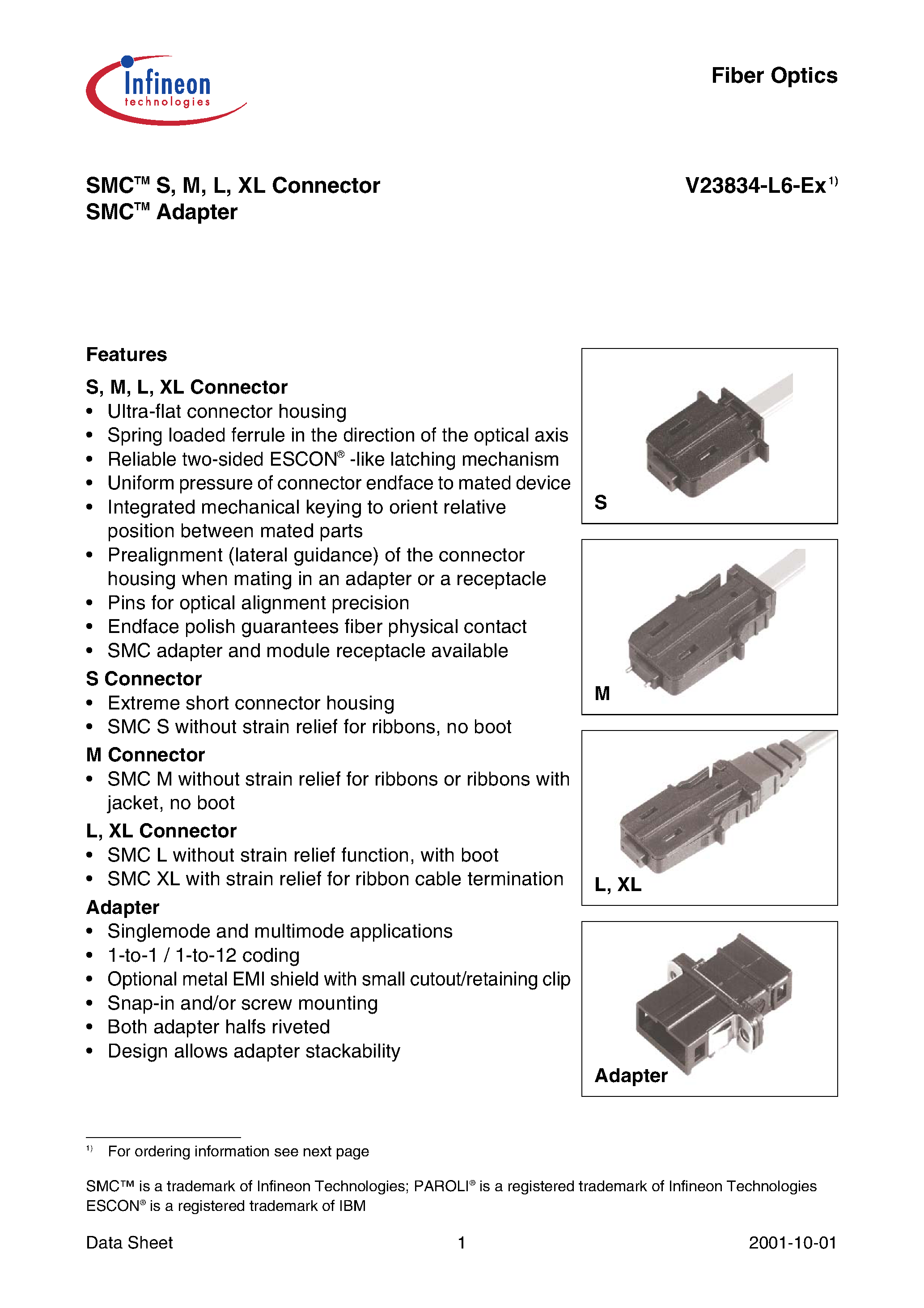 Datasheet V23834-L6-E1 - SMCTM S/ M/ L/ XL Connector page 1
