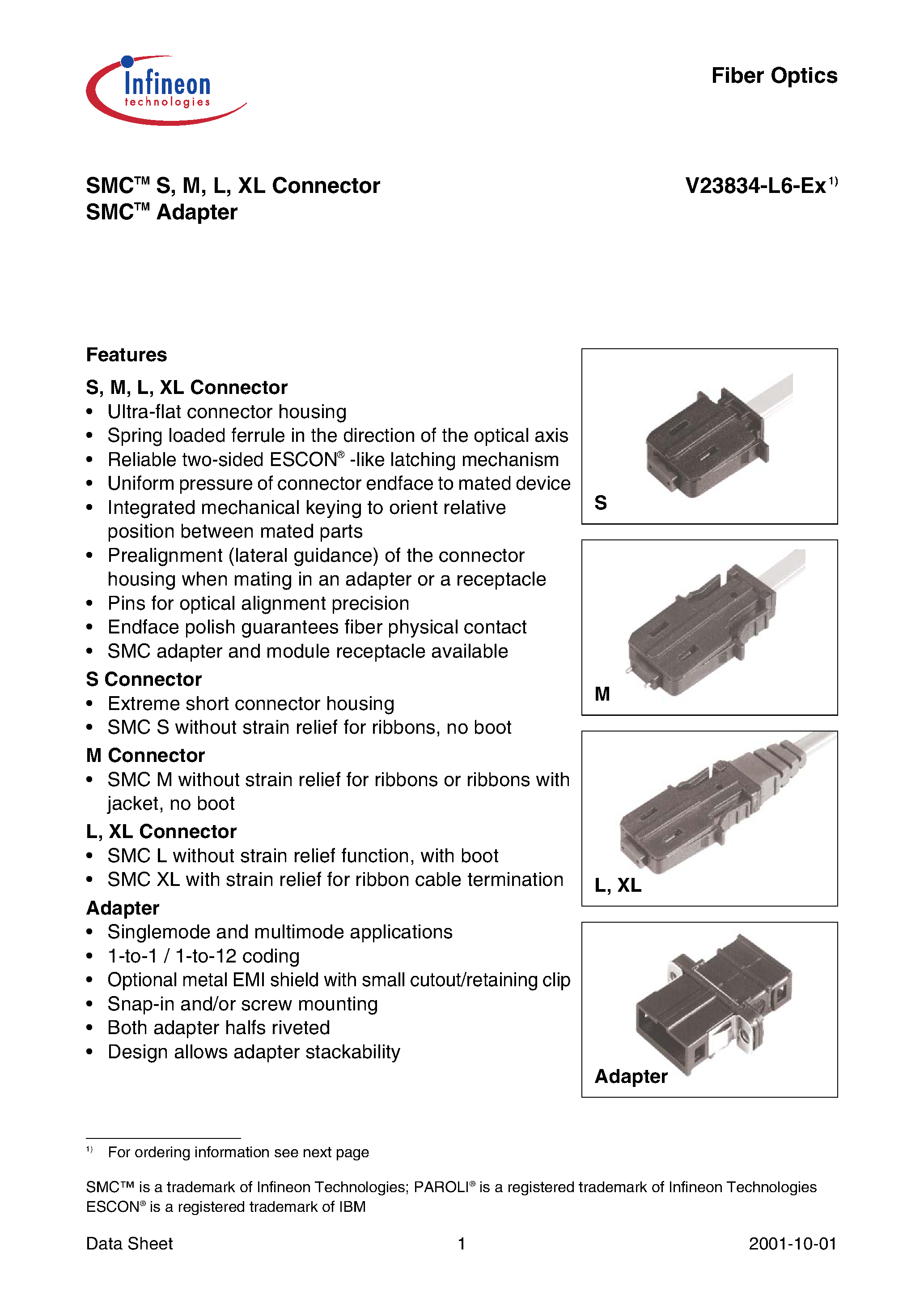 Datasheet V23834-L6-E5 page 1 Datasheet V23834-L6-E5 - SMCTM S/ M/ L/ XL Connector page 1