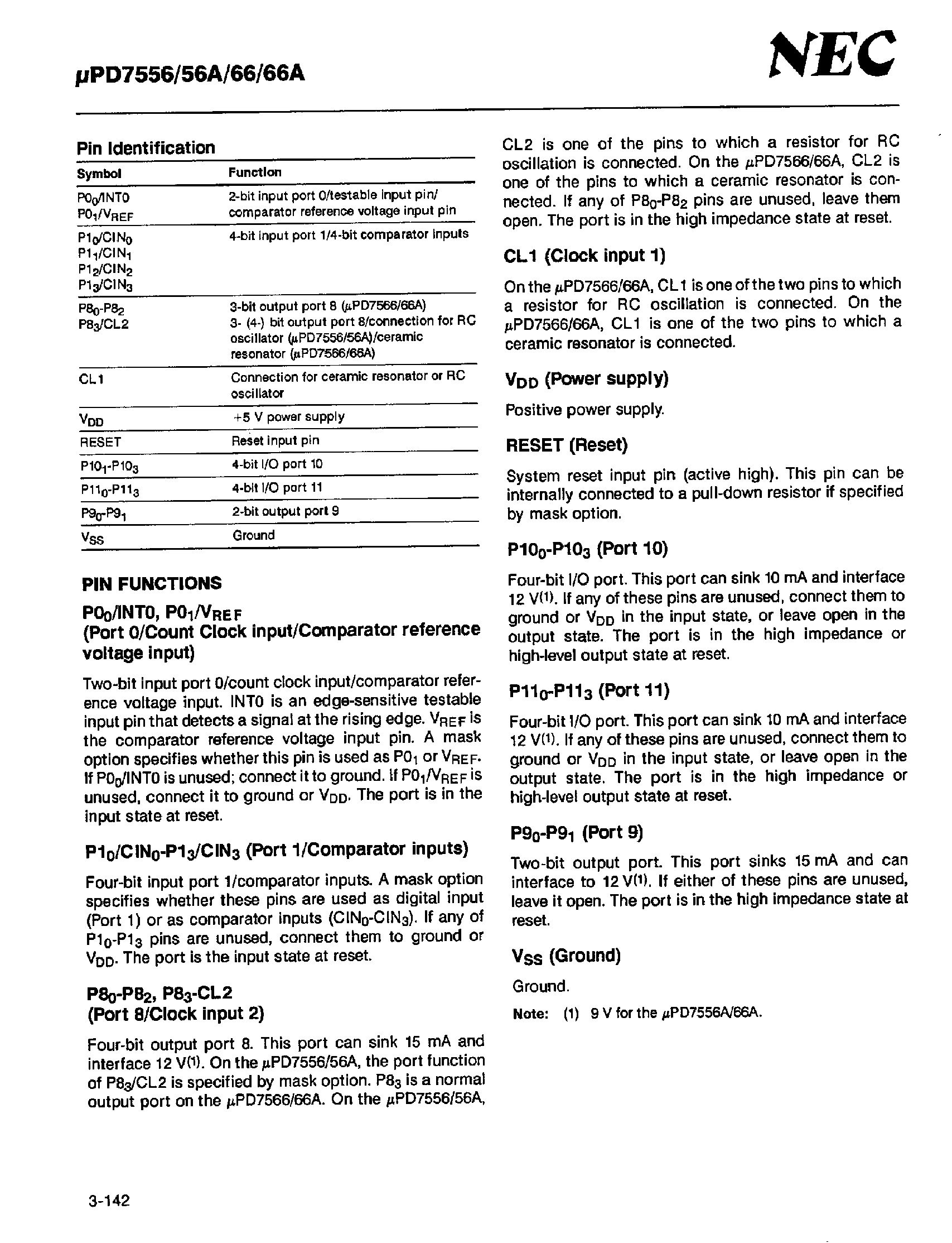 Datasheet UPD7566G page 2 Datasheet UPD7566G - 4-BIT/ SINGLE-CHIP CMOS MICROCOMPUTERS WITH COMPARATOR page 2