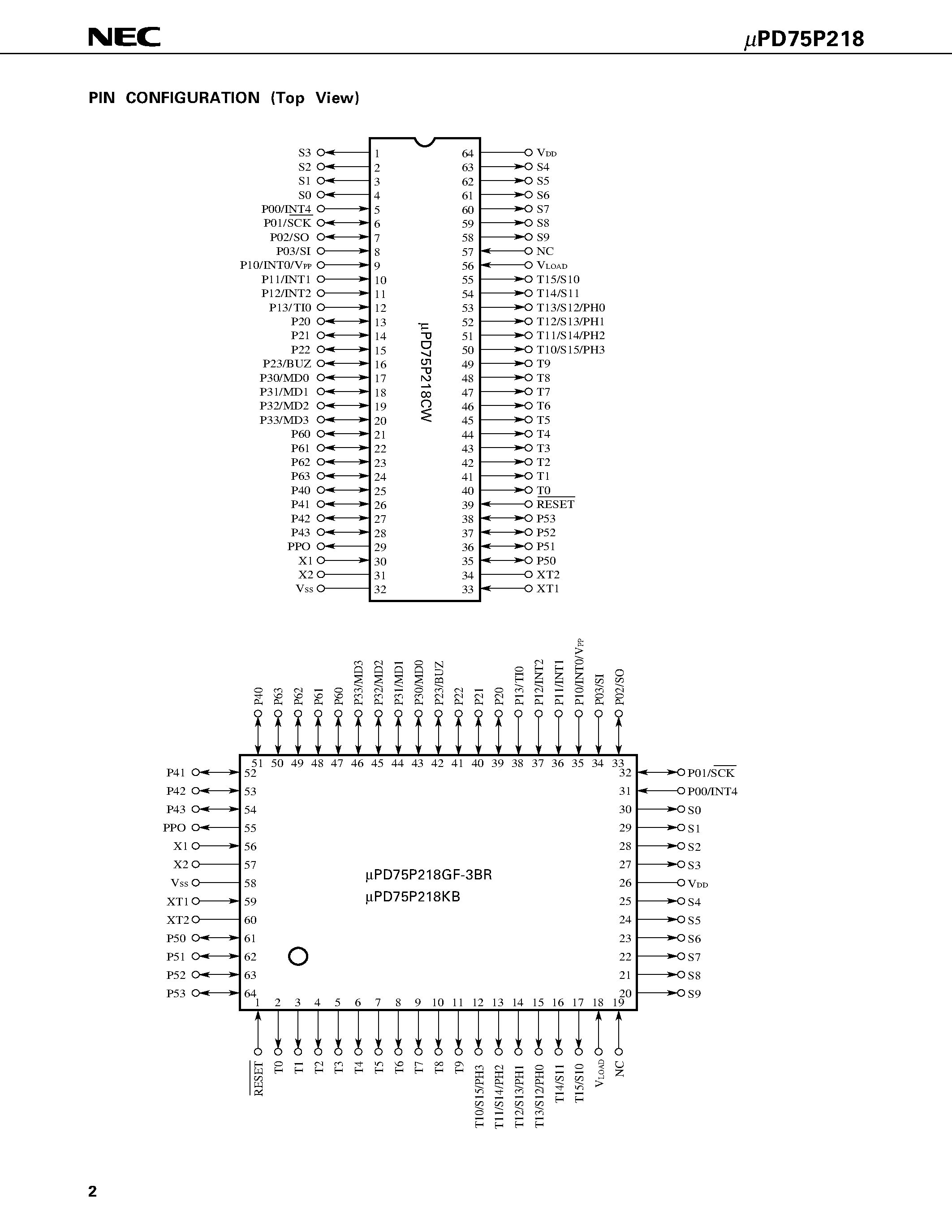 Datasheet UPD75P218KB - 4-BIT SINGLE-CHIP MICROCOMPUTER page 2