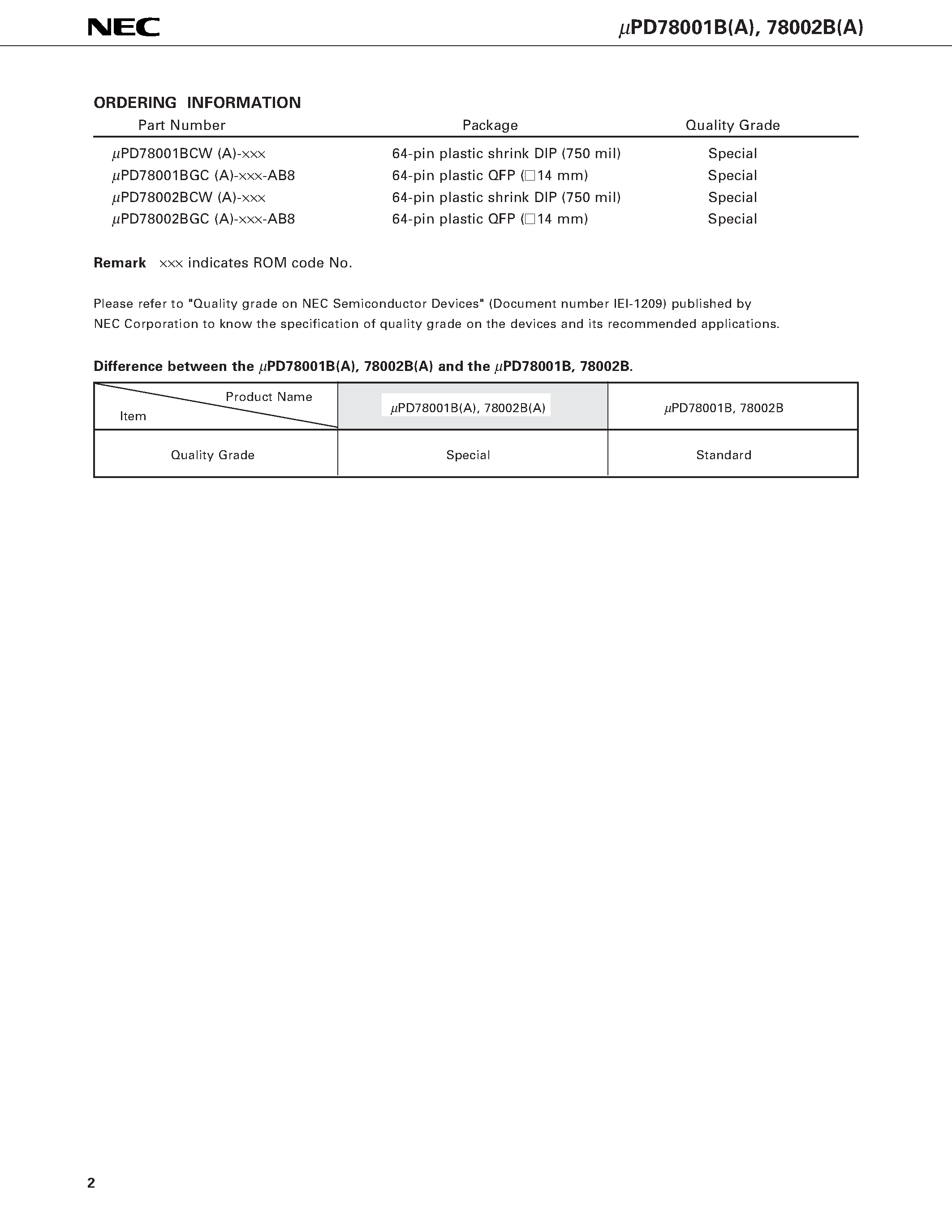 Даташит UPD78018F - 8-BIT SINGLE-CHIP MICROCOMPUTER страница 2