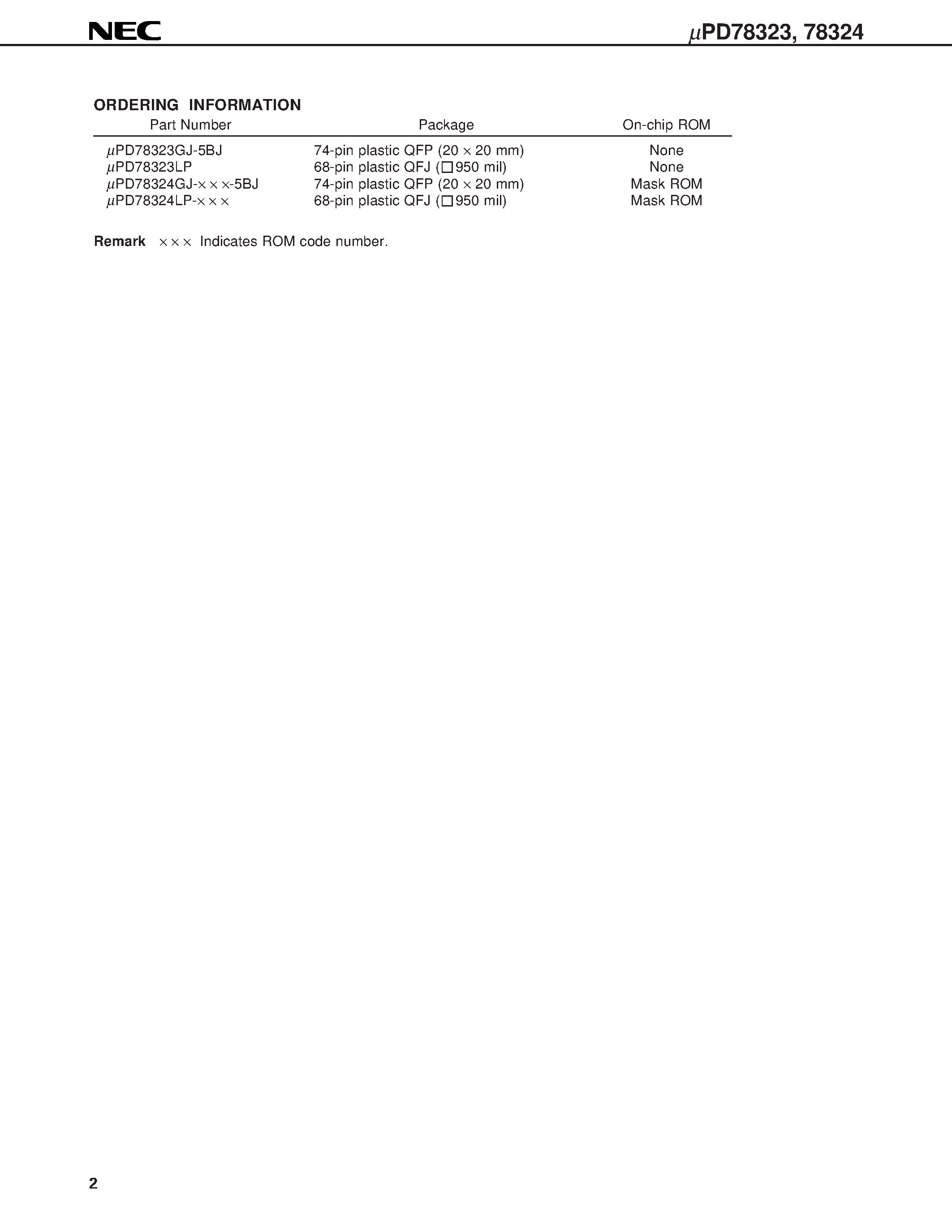 Даташит UPD78323GJ-5BJ - 16/8-BIT SINGLE-CHIP MICROCONTROLLER страница 2
