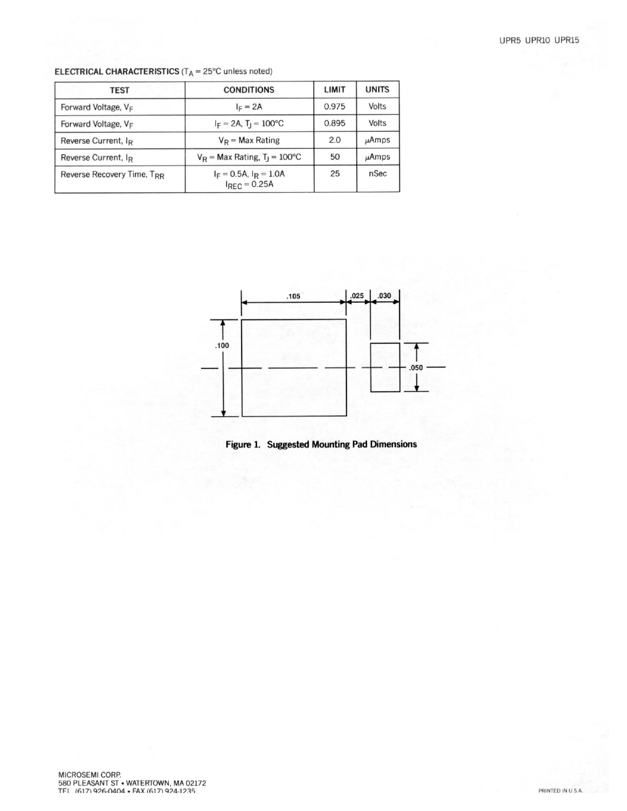 Datasheet UPR15 - SURFACE MOUNT UES RECTIFIERS page 2