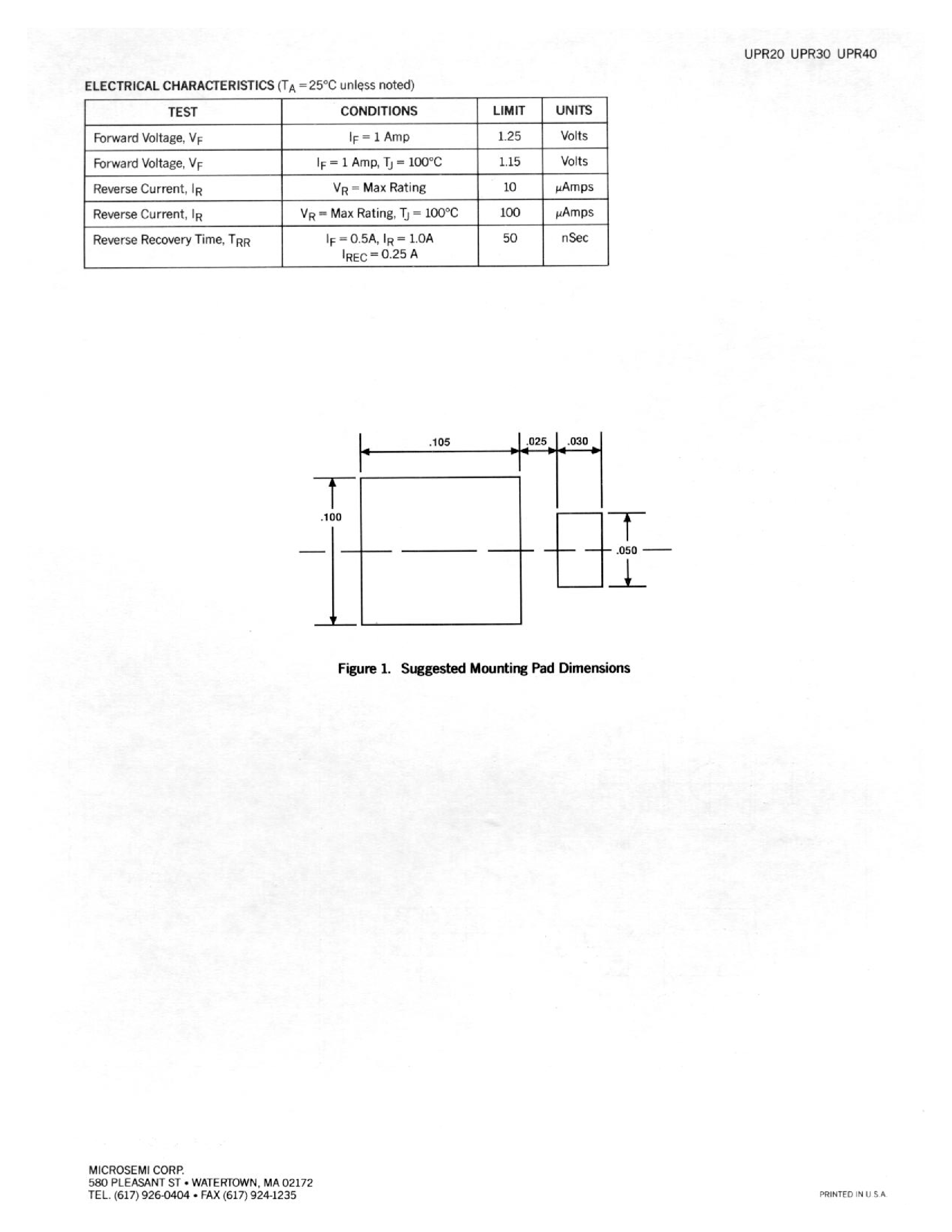 Datasheet UPR40 - SURFACE MOUNT UES RECTIFIERS page 2