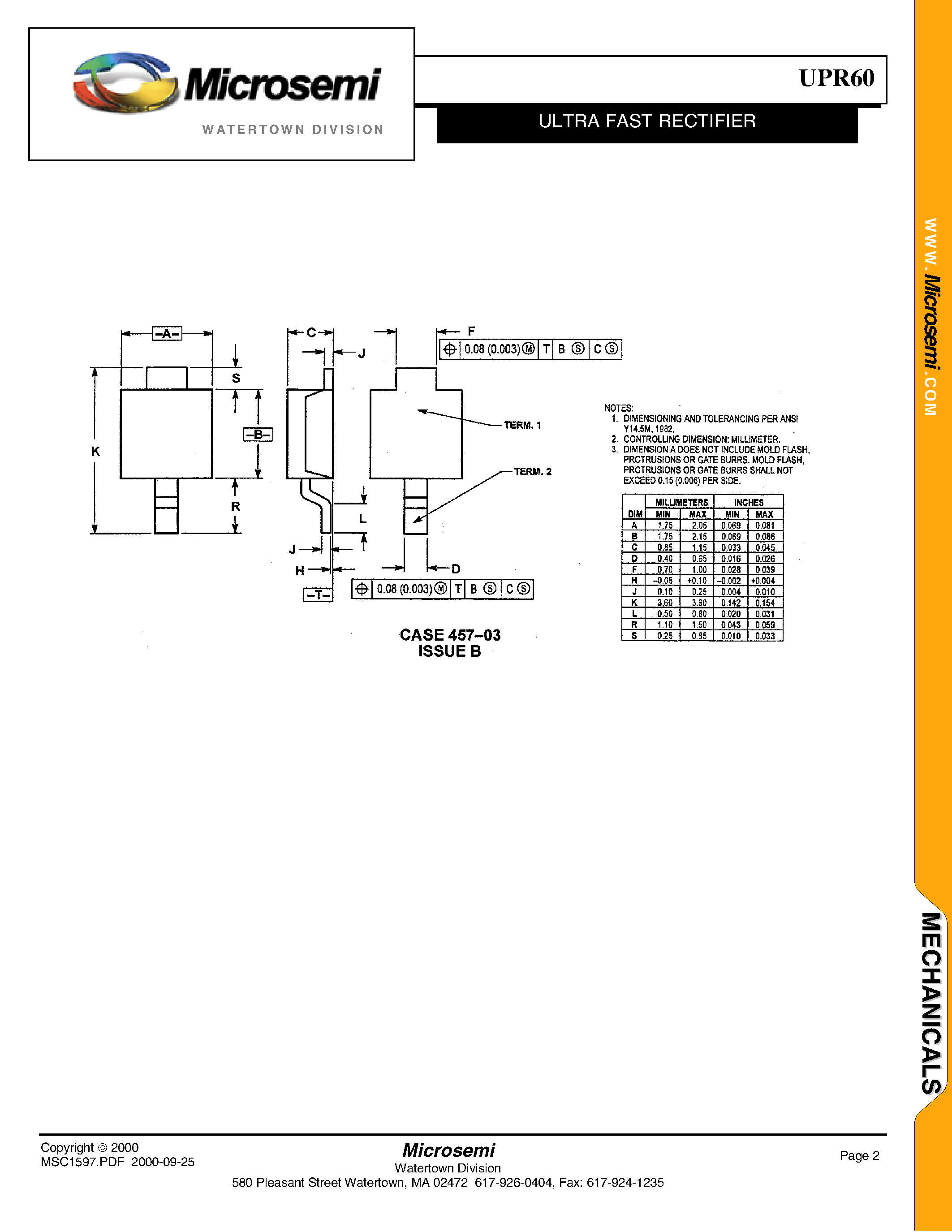 Datasheet UPR60 page 2 Datasheet UPR60 - ULTRA FAST RECTIFIER page 2