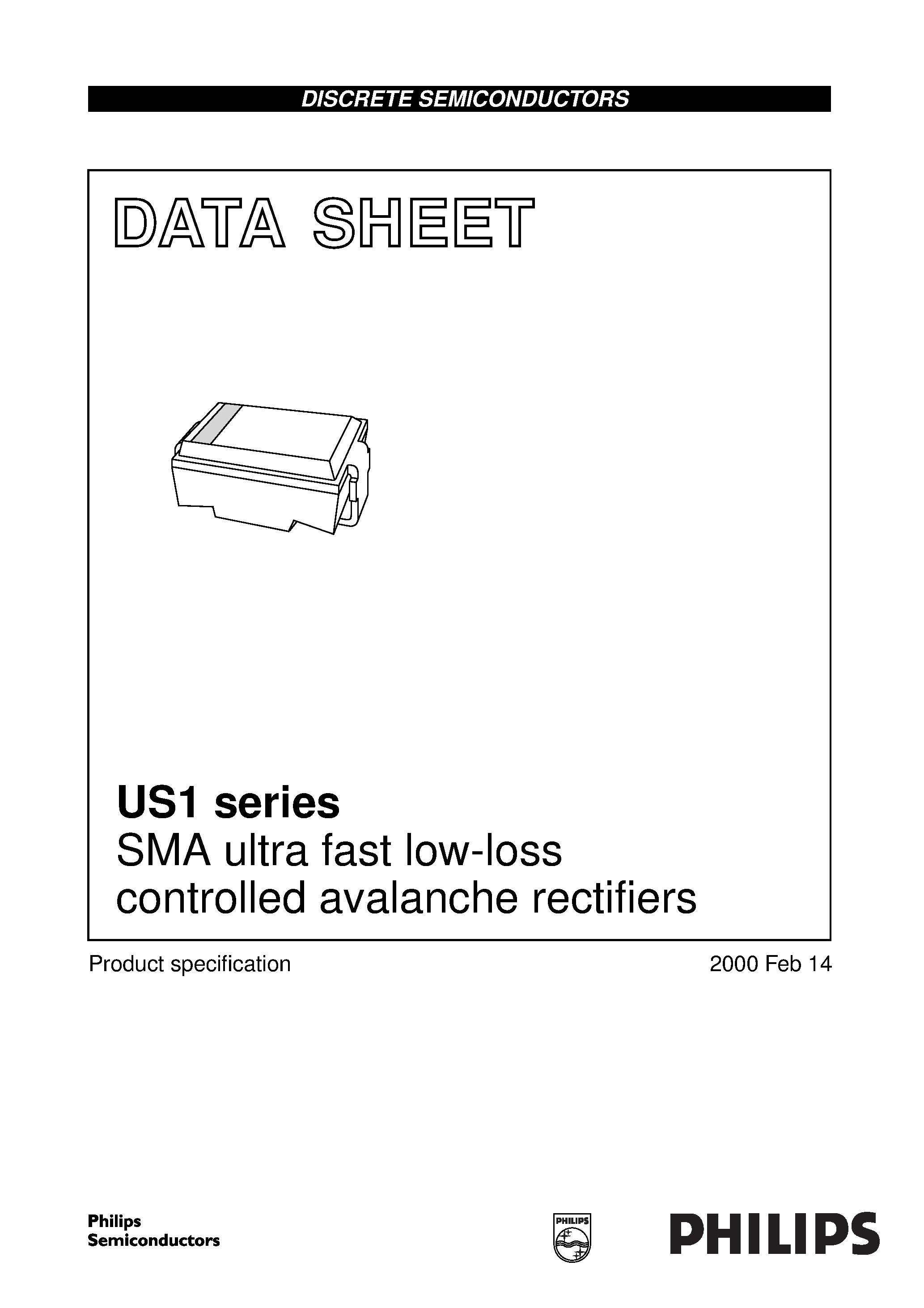 Datasheet US1J - SMA ultra fast low-loss controlled avalanche rectifiers page 1
