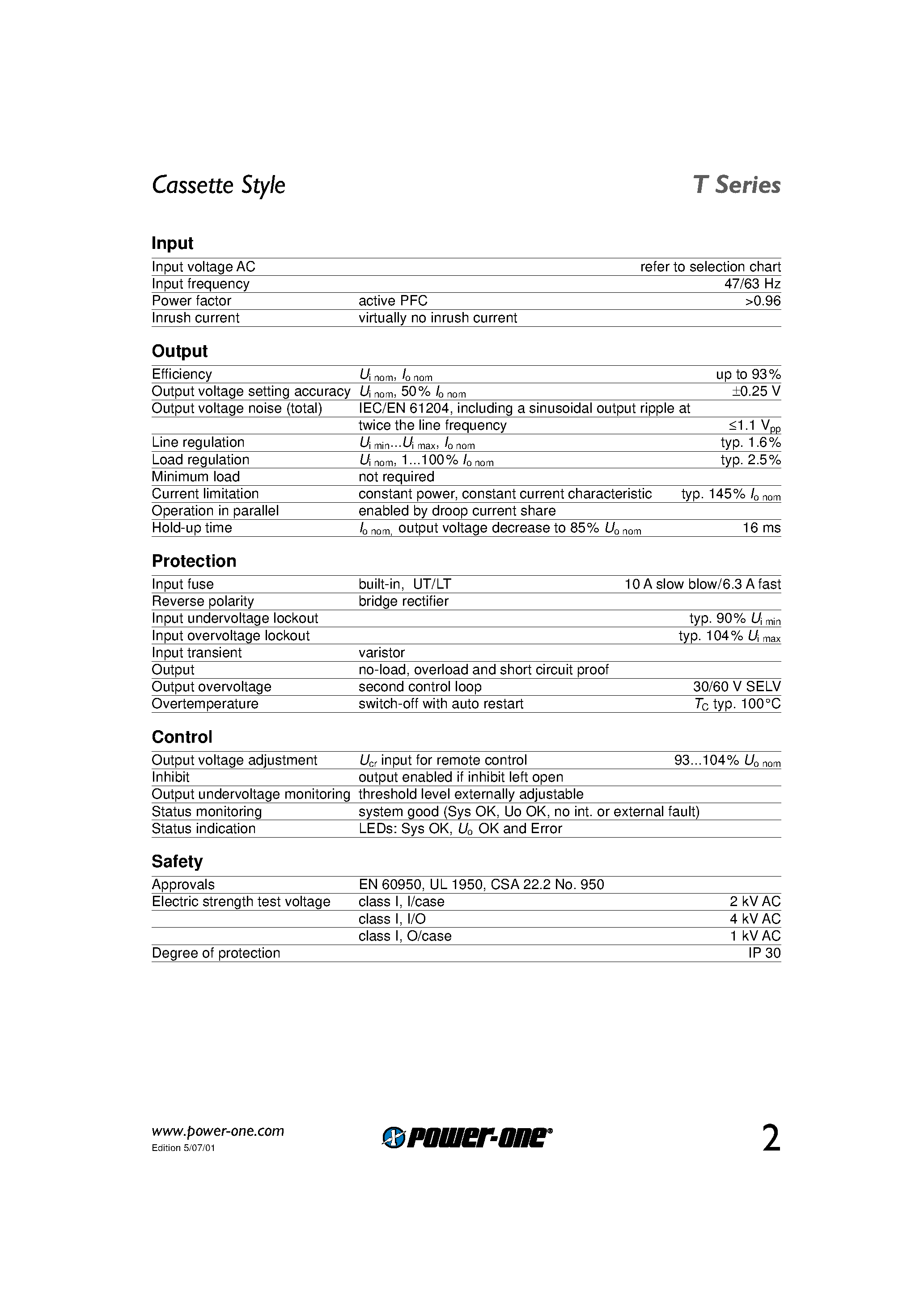 Datasheet UT1201-7 - 500 Watt AC-DC Converters page 2