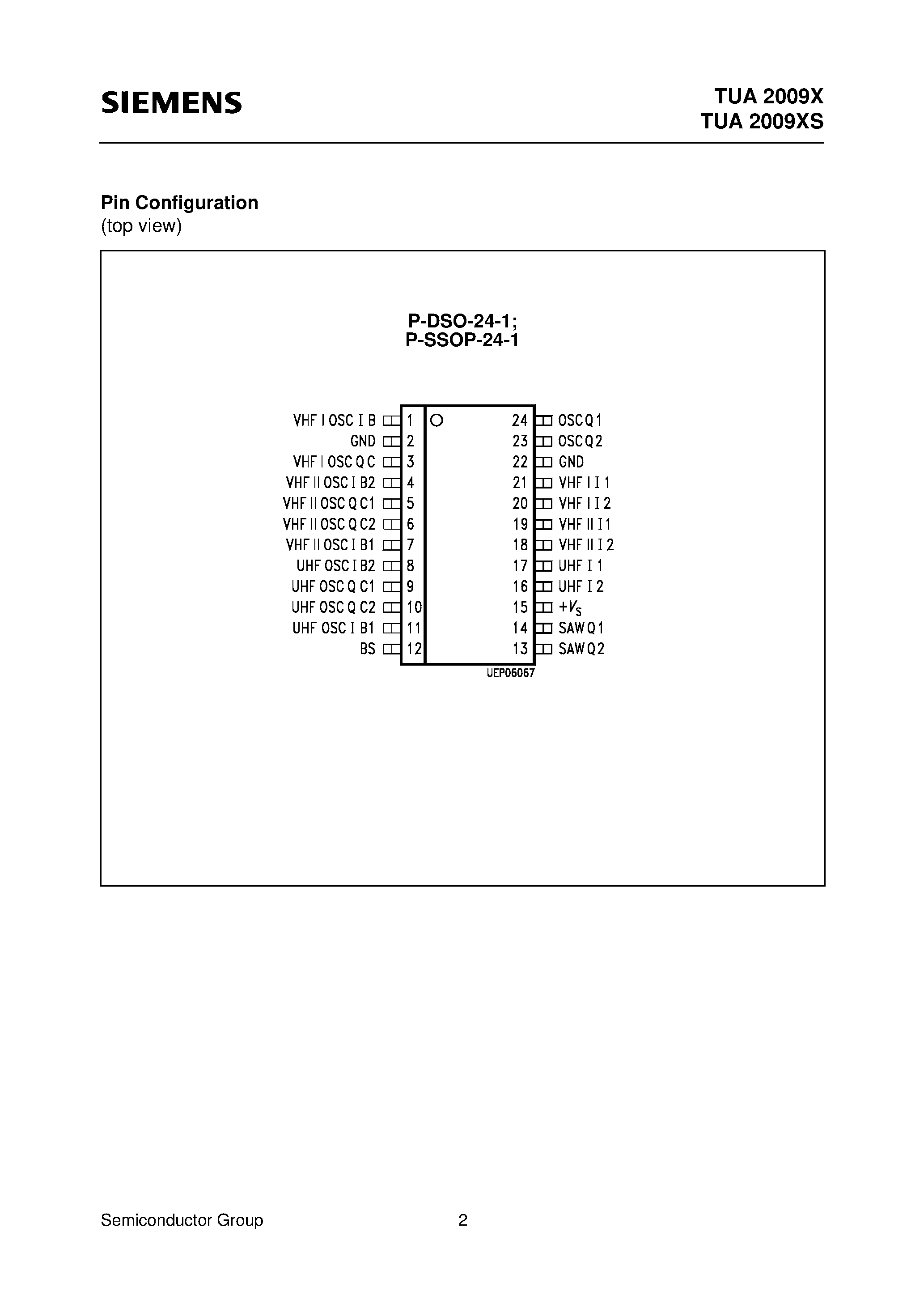 Datasheet TUA2009X page 2 Datasheet TUA2009X - VHF I / VHF II / UHF-Tuner IC page 2