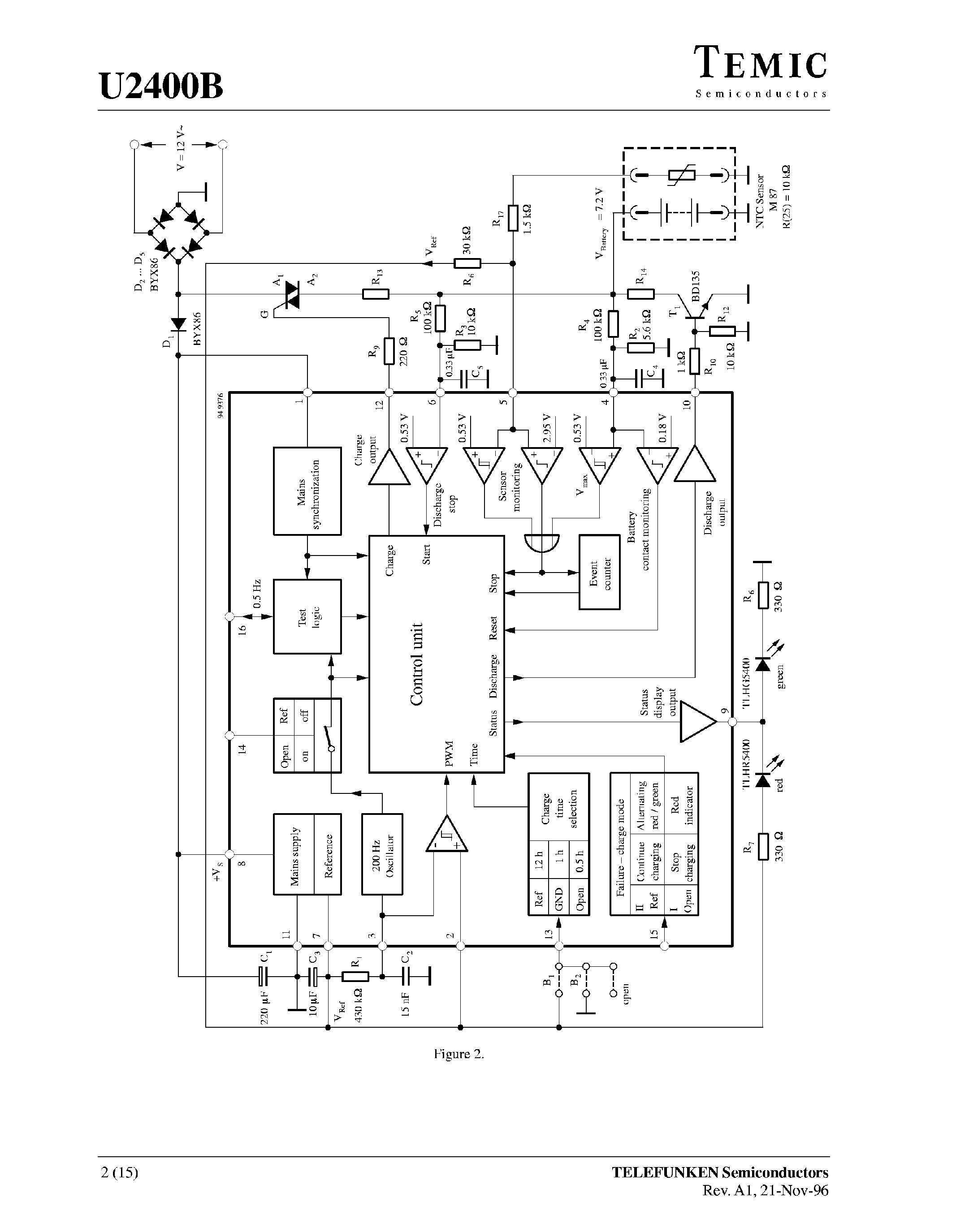 Datasheet U2400B - Charging of Batteries with Automatic Pre-Discharge page 2