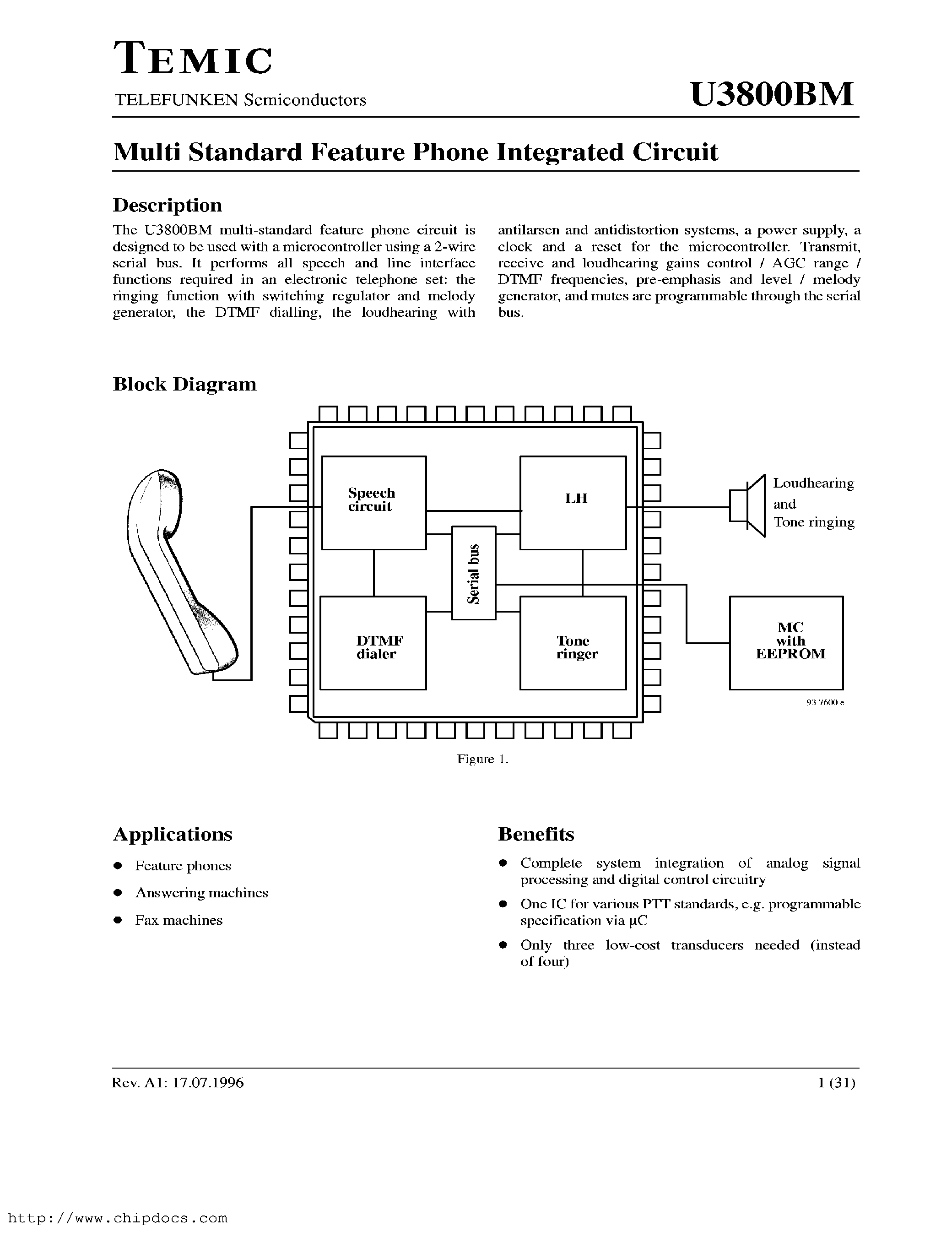Даташит на микросхему U3800 страница 1 Даташит U3800 - Multi Standard Feature Phone Integrated Circuit страница 1