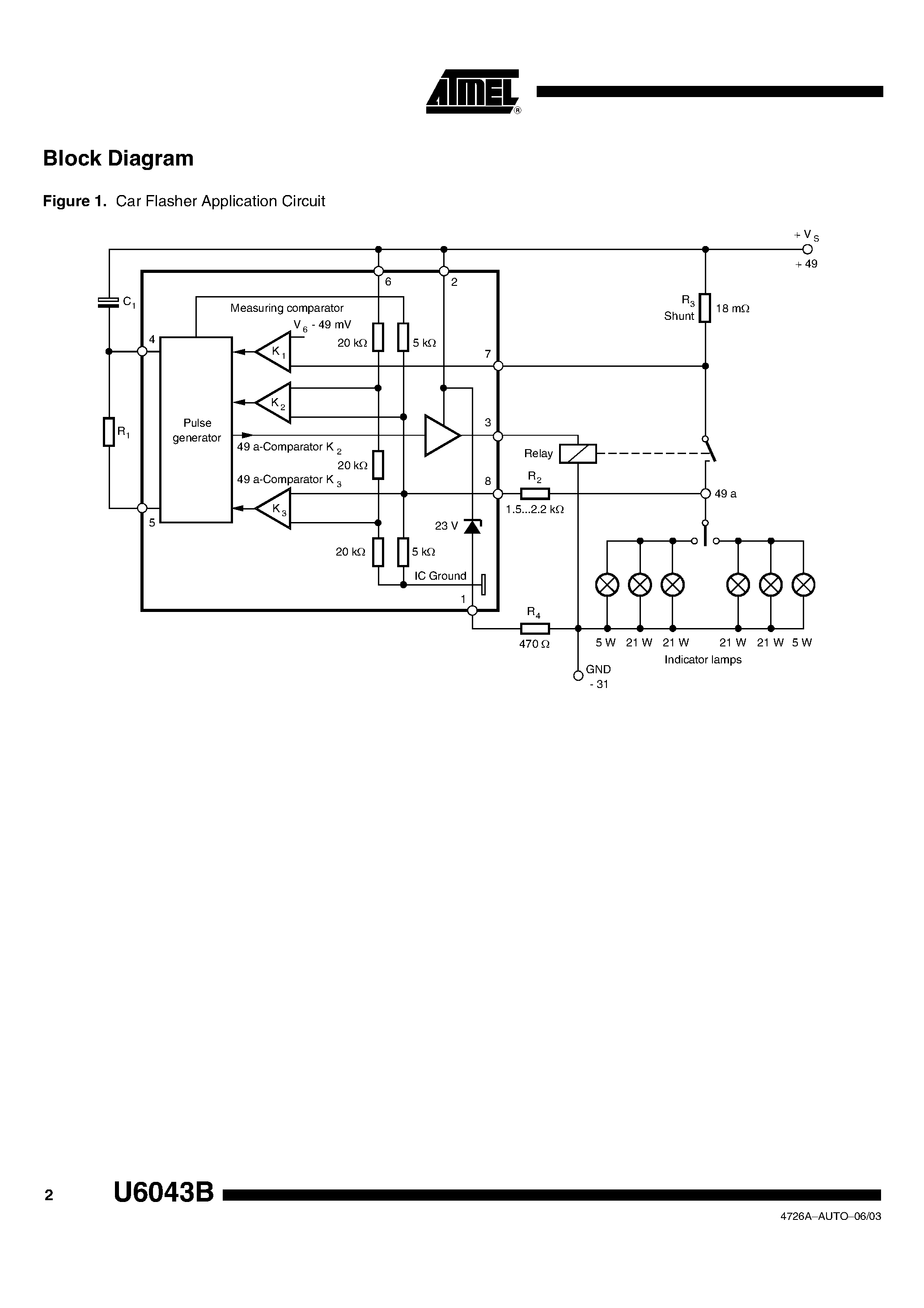 Datasheet U6043B-FP - FLASHER IC WITH 19-M SHUNT page 2