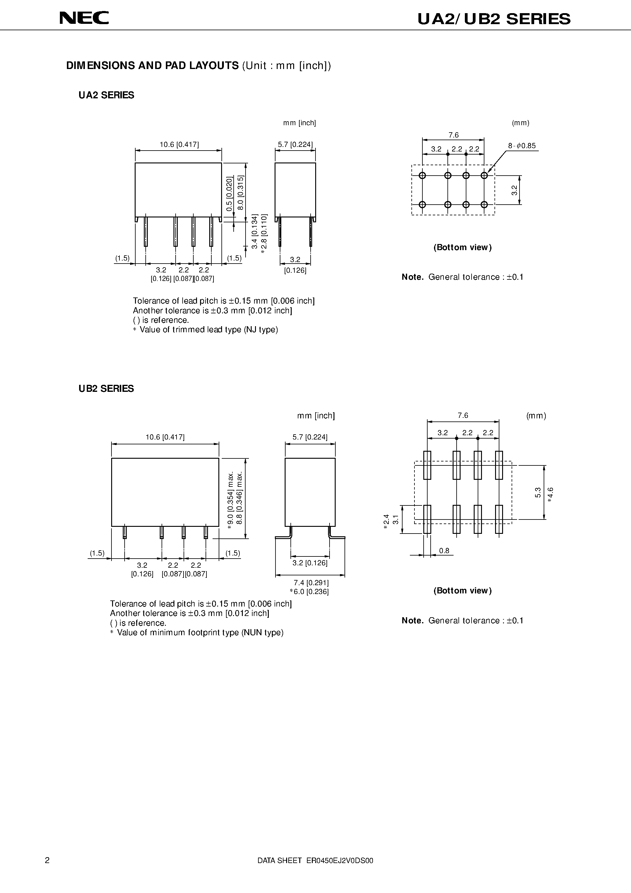 Datasheet UA2-3NUN-L page 2 Datasheet UA2-3NUN-L - Super-compact size/ Slim-package/ Surface mounting type page 2
