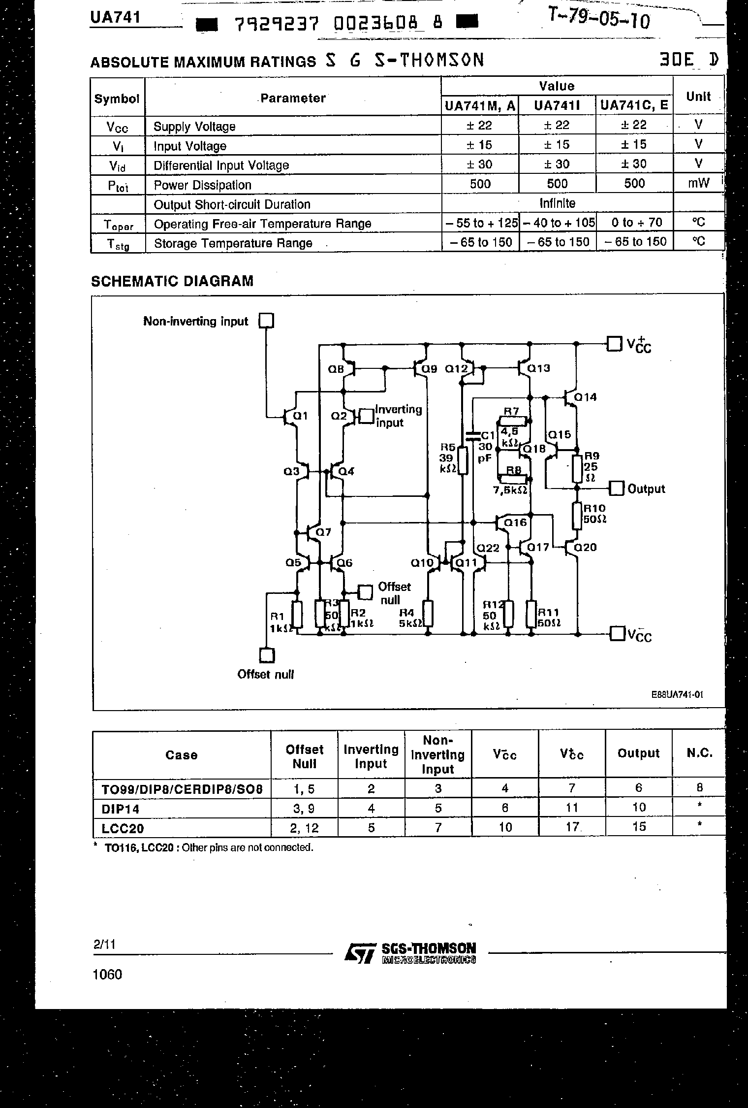 Даташит на микросхему UA741 страница 2 Даташит UA741 - GENERAL-PURPOSE SINGLE OP-AMPs страница 2
