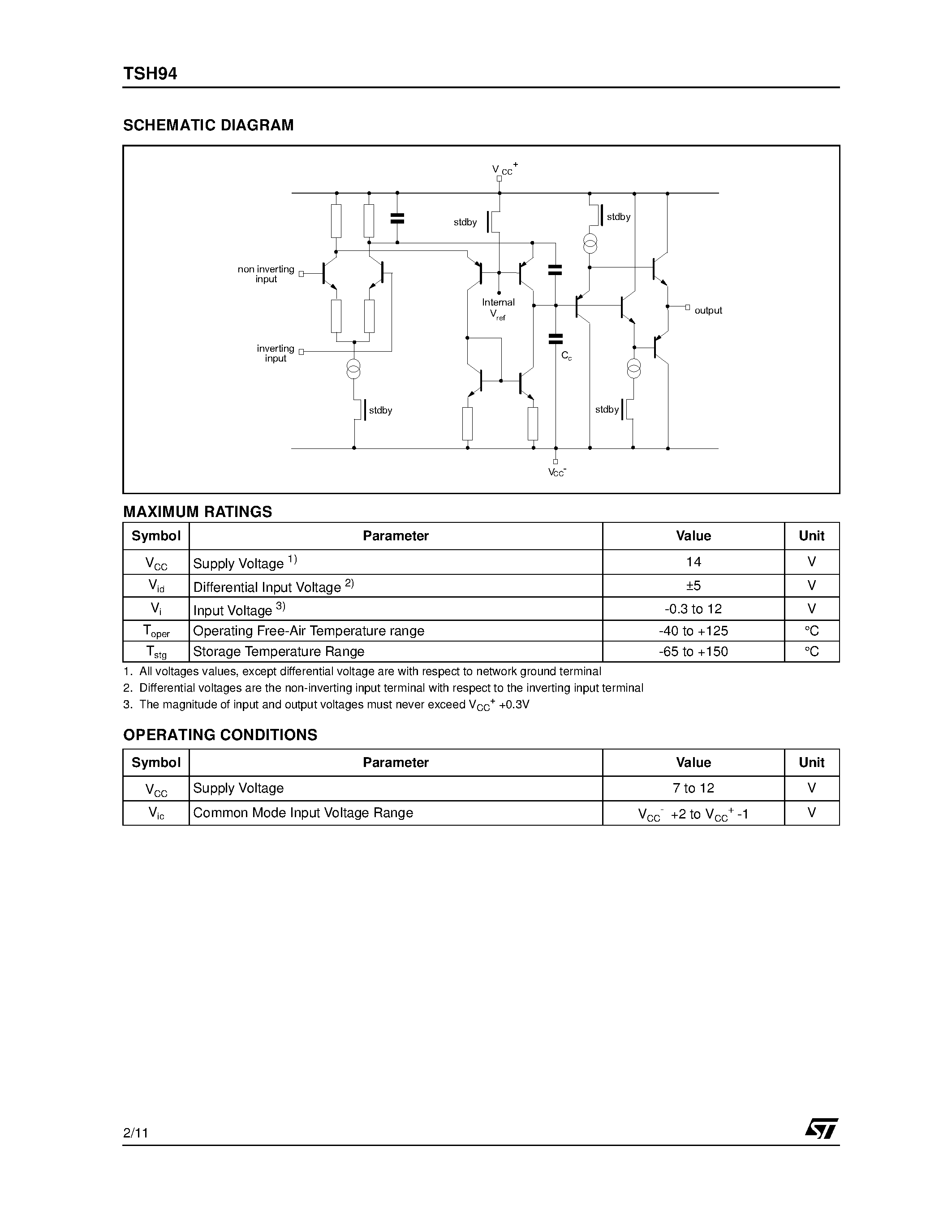 Даташит на микросхему TSH94I страница 2 Даташит TSH94I - HIGH SPEED LOW POWER QUAD OPERATIONAL AMPLIFIER WITH STANDBY POSITION страница 2