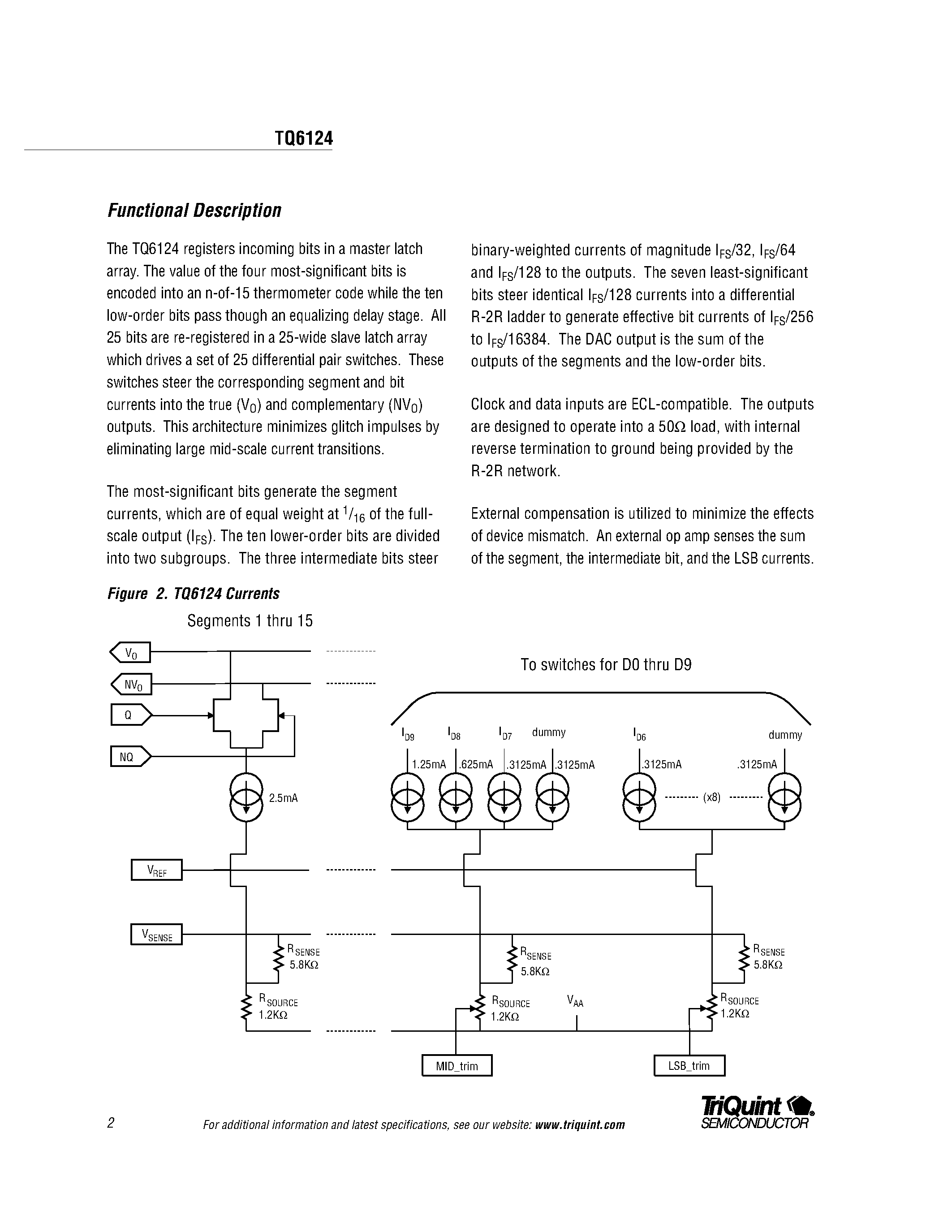 Datasheet TQ6124 page 2 Datasheet TQ6124 - 1 Gigasample/sec/ 14-bit Digital-to-Analog Convertor page 2