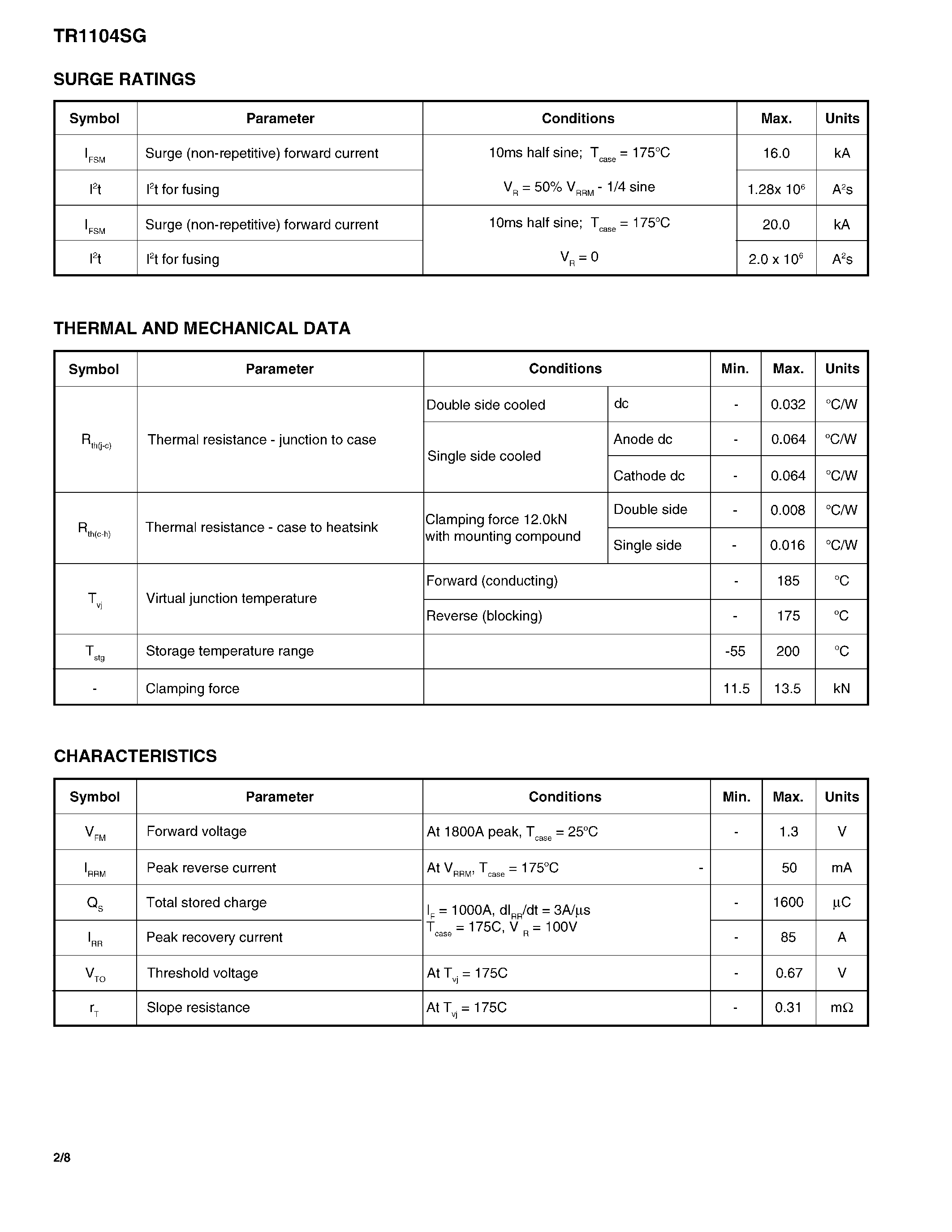 Datasheet TR1104SG - RECTIFIER DIODE page 2