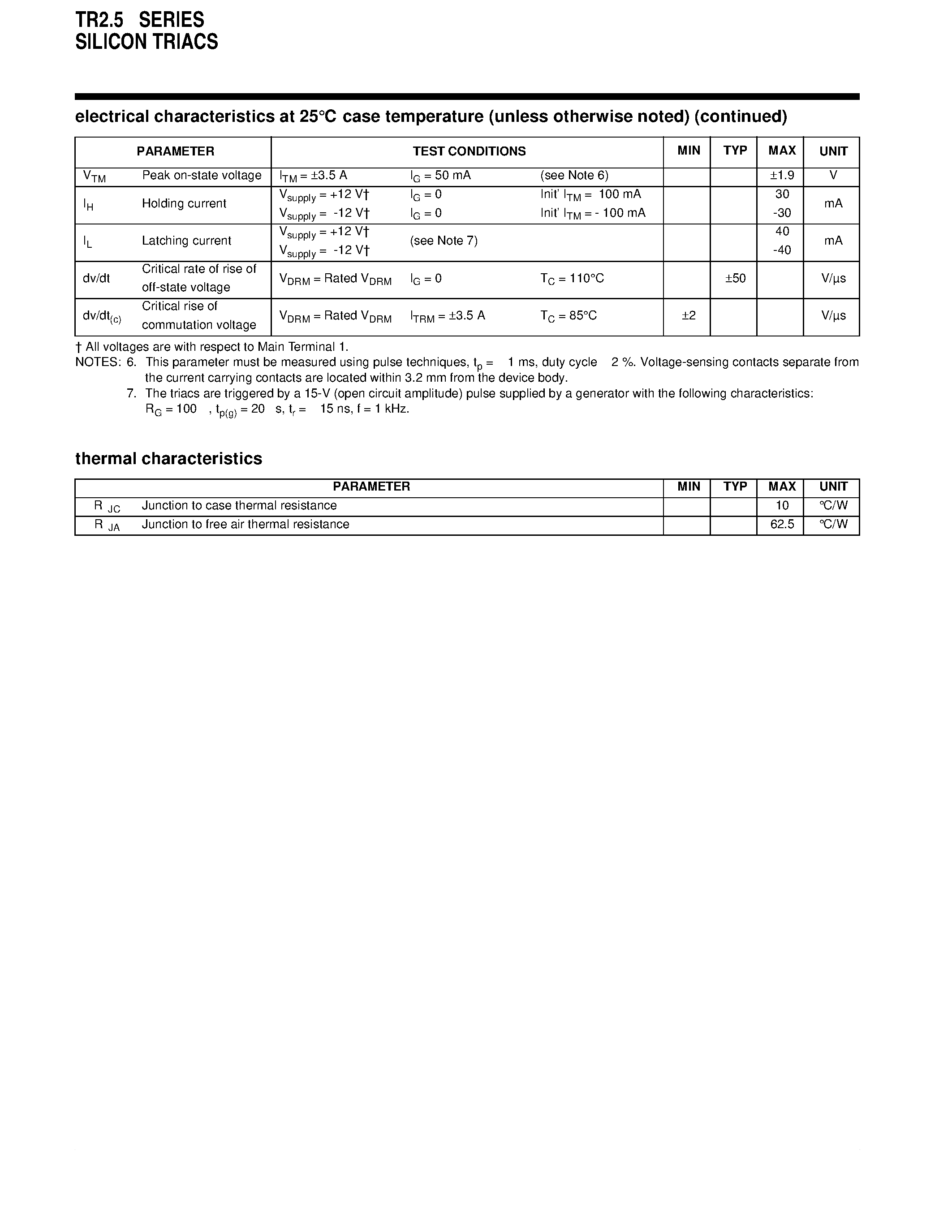 Datasheet TR25 - SILICON TRIACS page 2