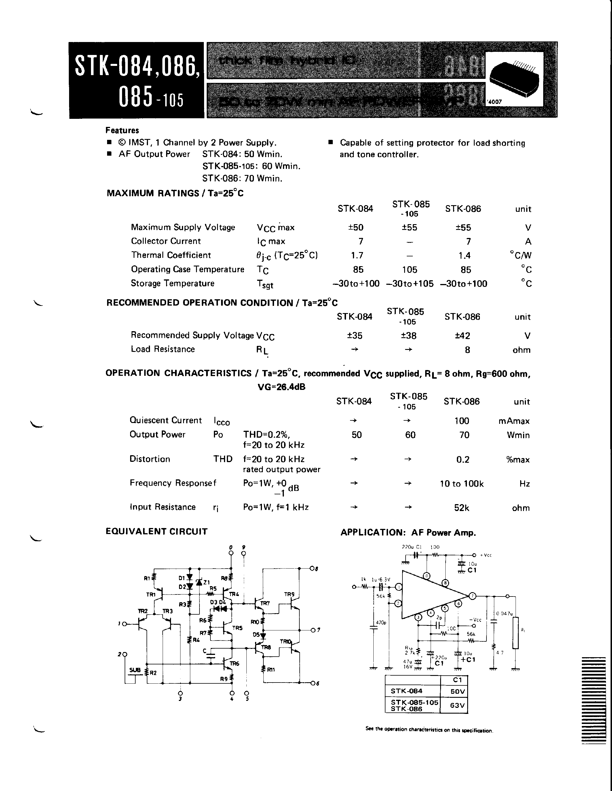 Datasheet trans-stk085 - IMST/ 1 Channel by 2 Power Supply page 1