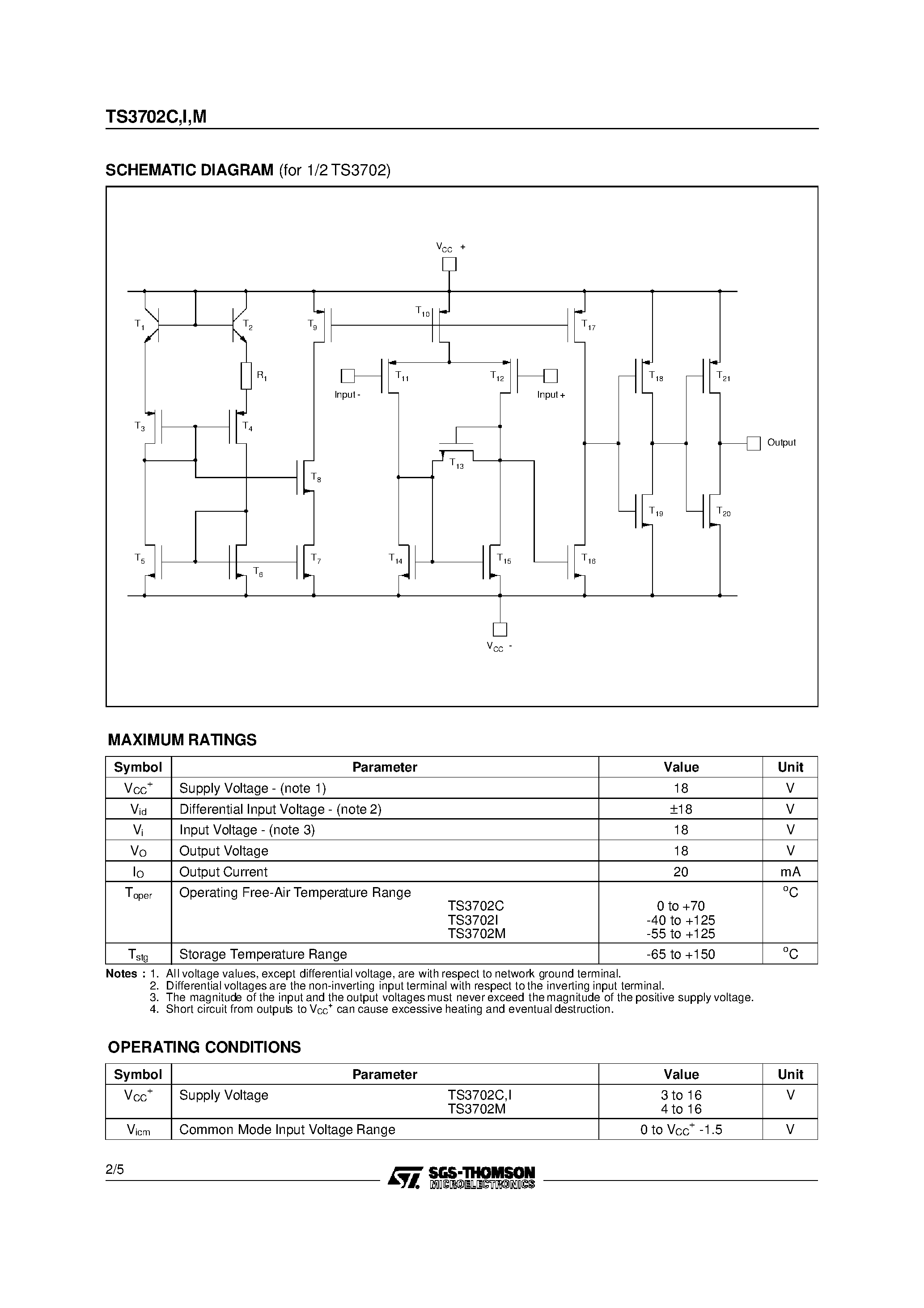 Datasheet TS3702 - MICROPOWER DUAL CMOS VOLTAGE COMPARATORS page 2