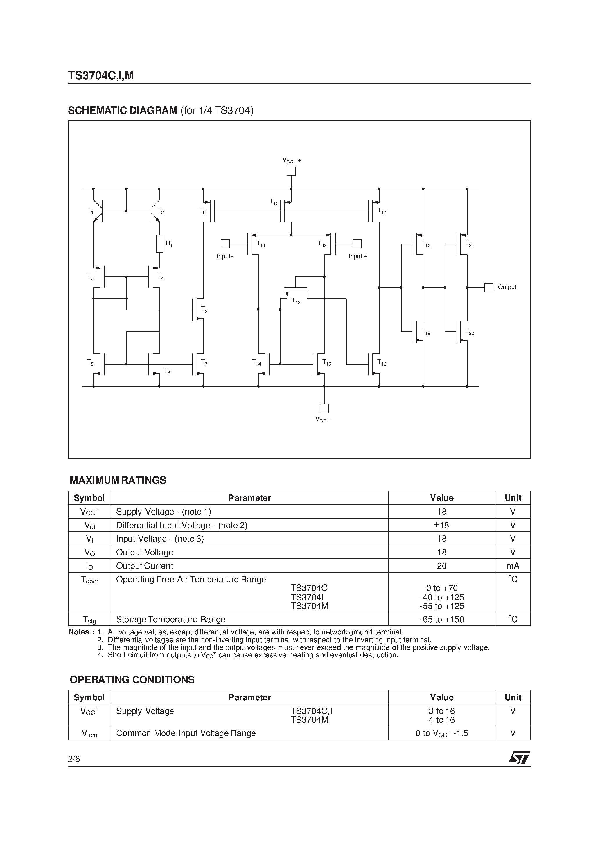Даташит на микросхему TS3704 страница 2 Даташит TS3704 - MICROPOWER QUAD CMOS VOLTAGE COMPARATORS страница 2