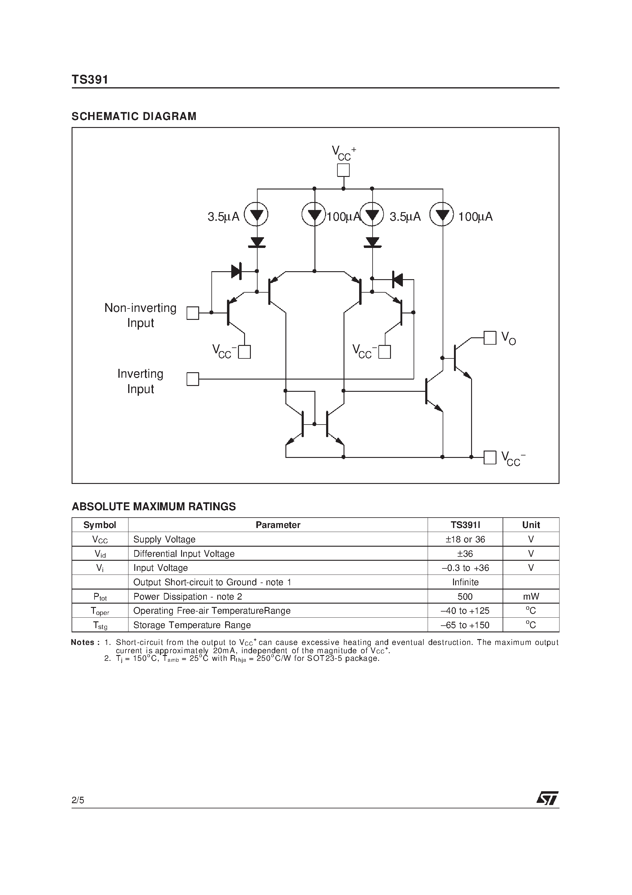 Даташит на микросхему TS391 страница 2 Даташит TS391 - LOWPOWER SINGLE VOLTAGE COMPARATORS страница 2