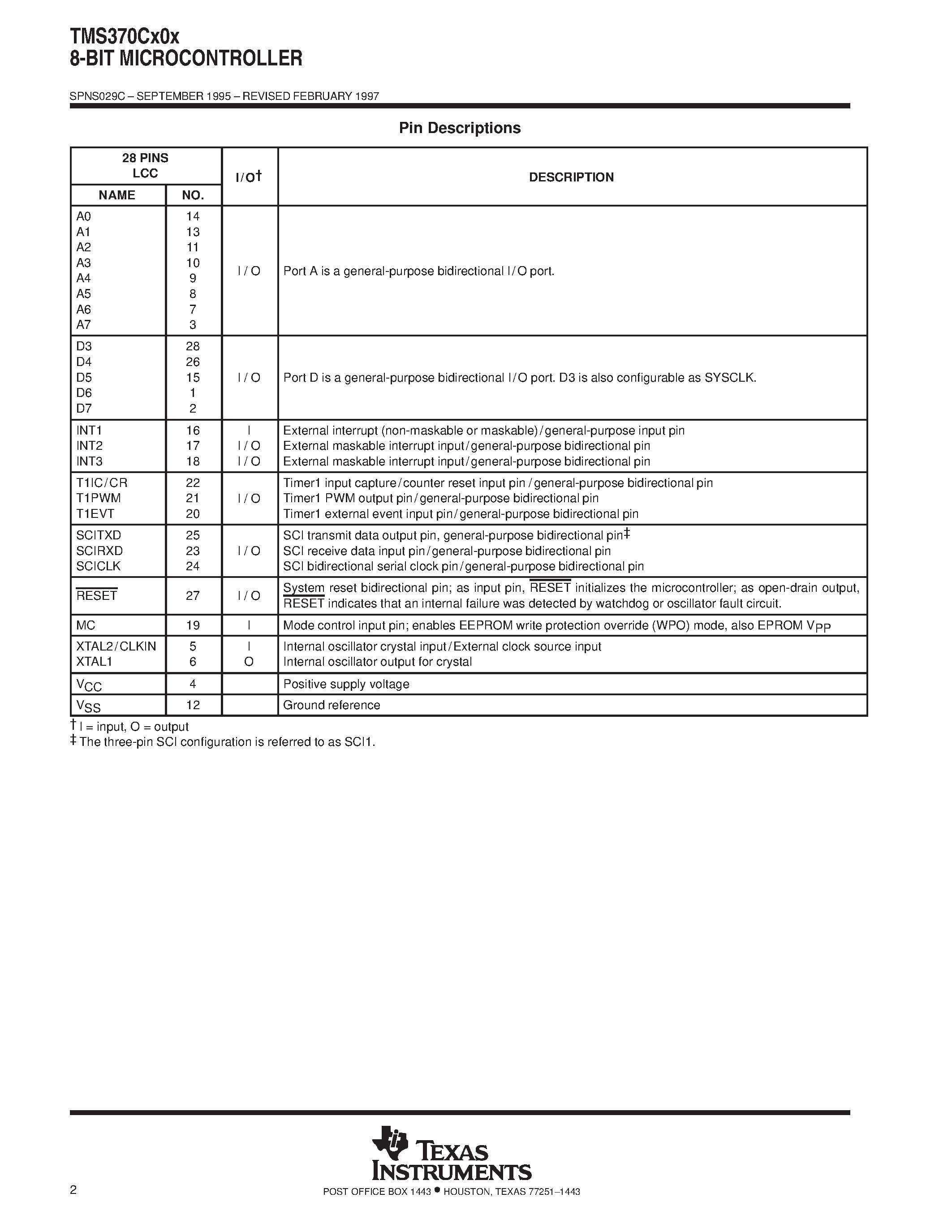 Datasheet TMS370C702 - 8-BIT MICROCONTROLLER page 2
