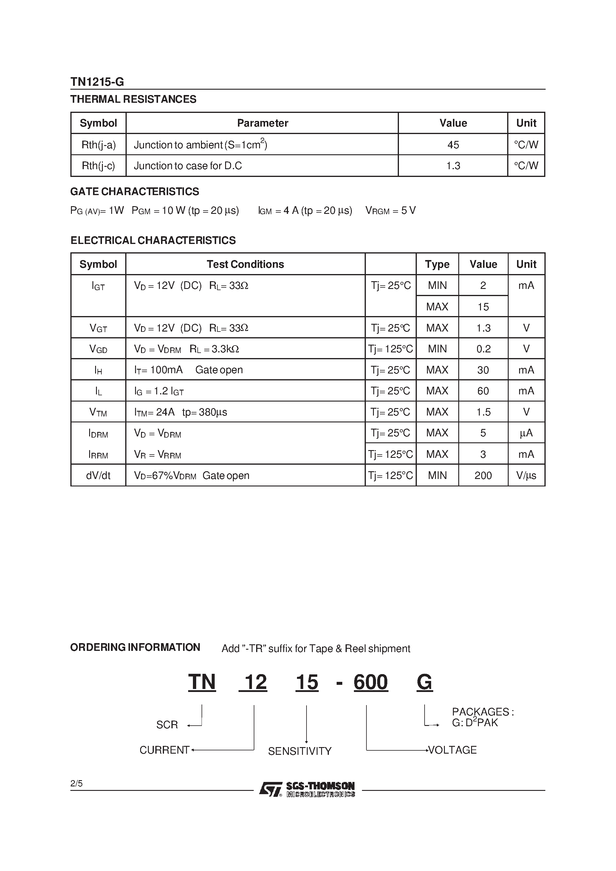 Даташит на микросхему TN1215-G страница 2 Даташит TN1215-G - SCR страница 2