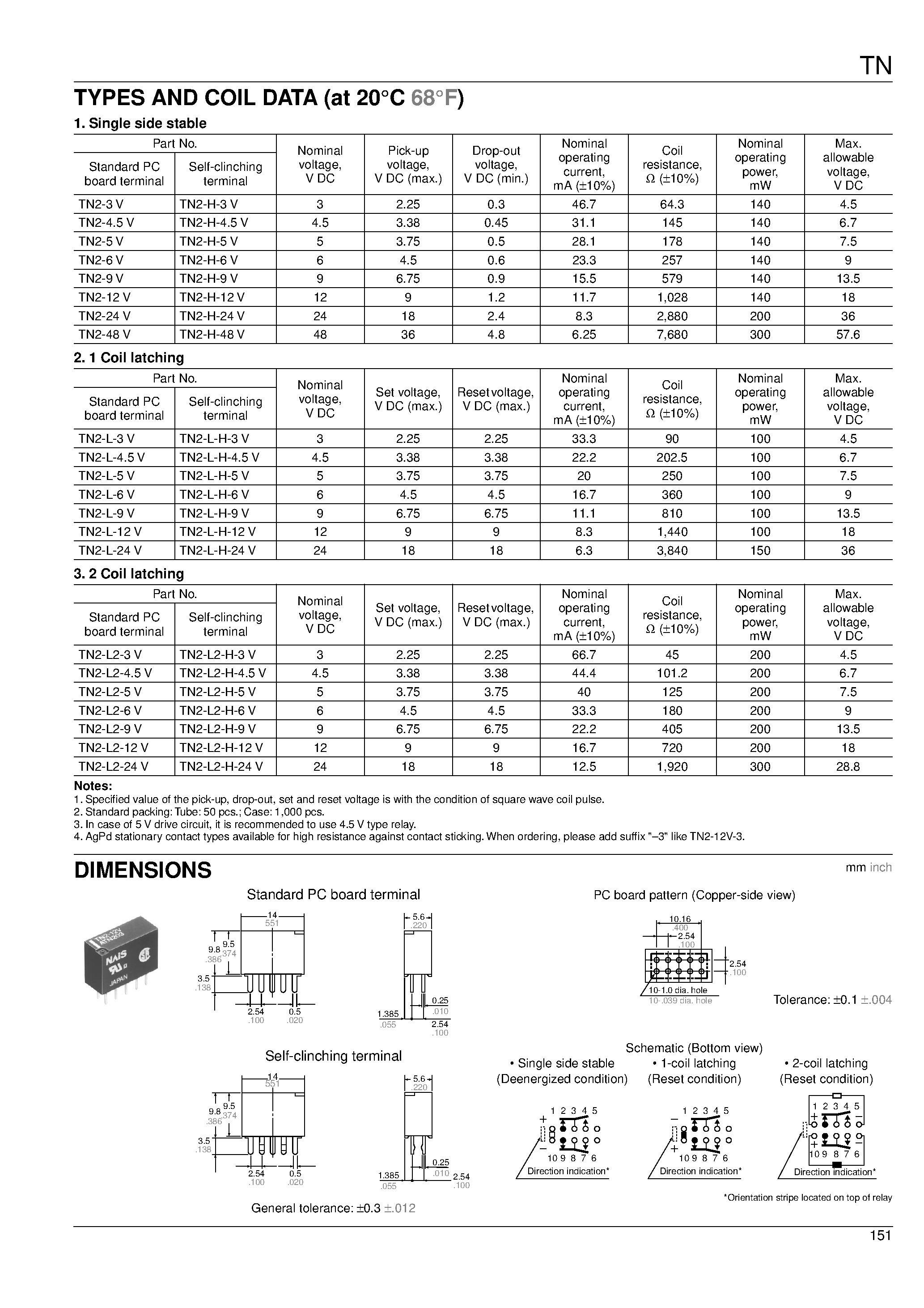 Datasheet TN2-L2-H-9V page 2 Datasheet TN2-L2-H-9V - SLIM POLARIZED RELAY page 2