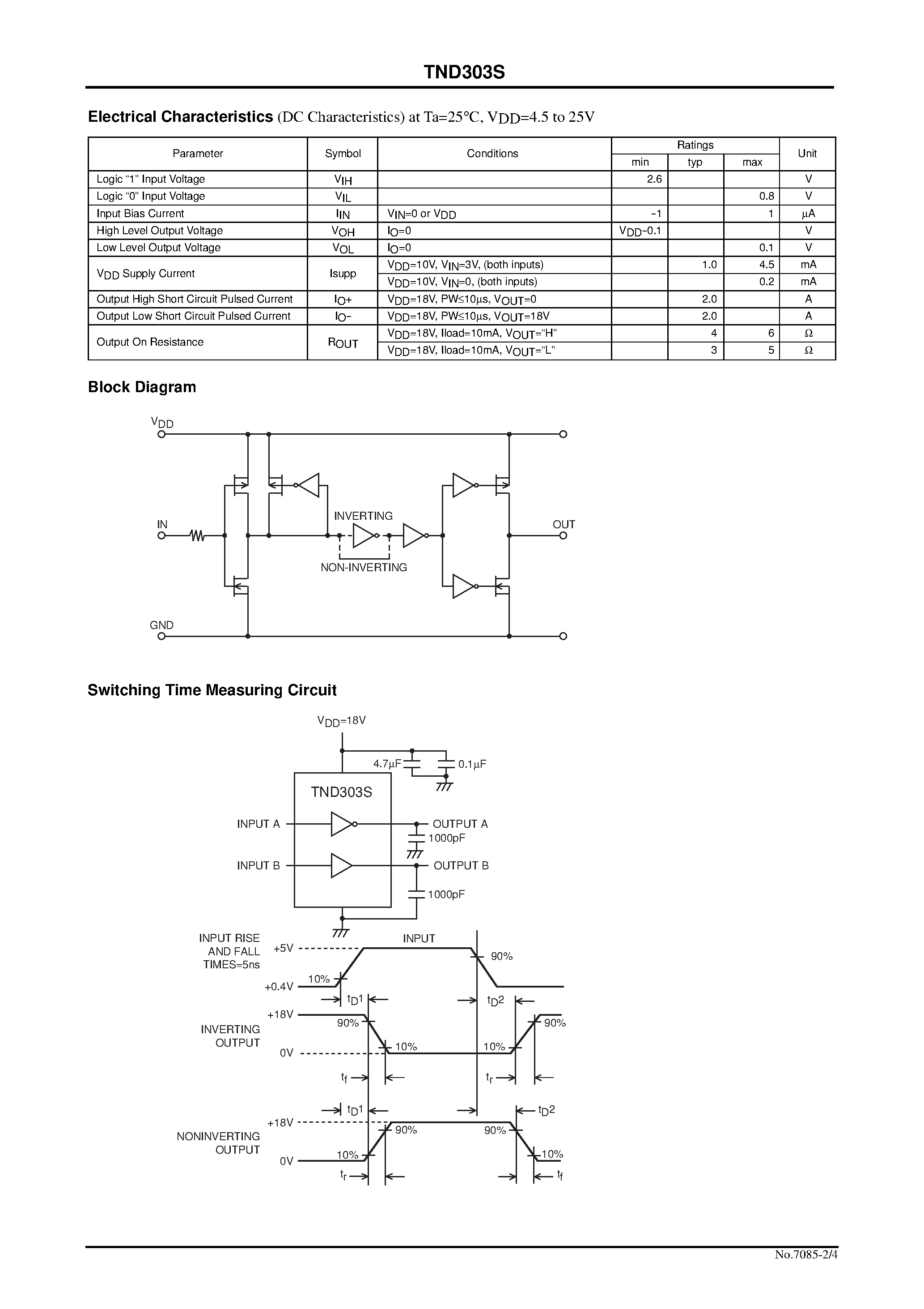 Datasheet TND303 - General Purpose Driver for PDP Sustain Pulse Drive/ DC / AC Motor Drive/ Switching Power Supply/ DC / DC Converter Applications page 2
