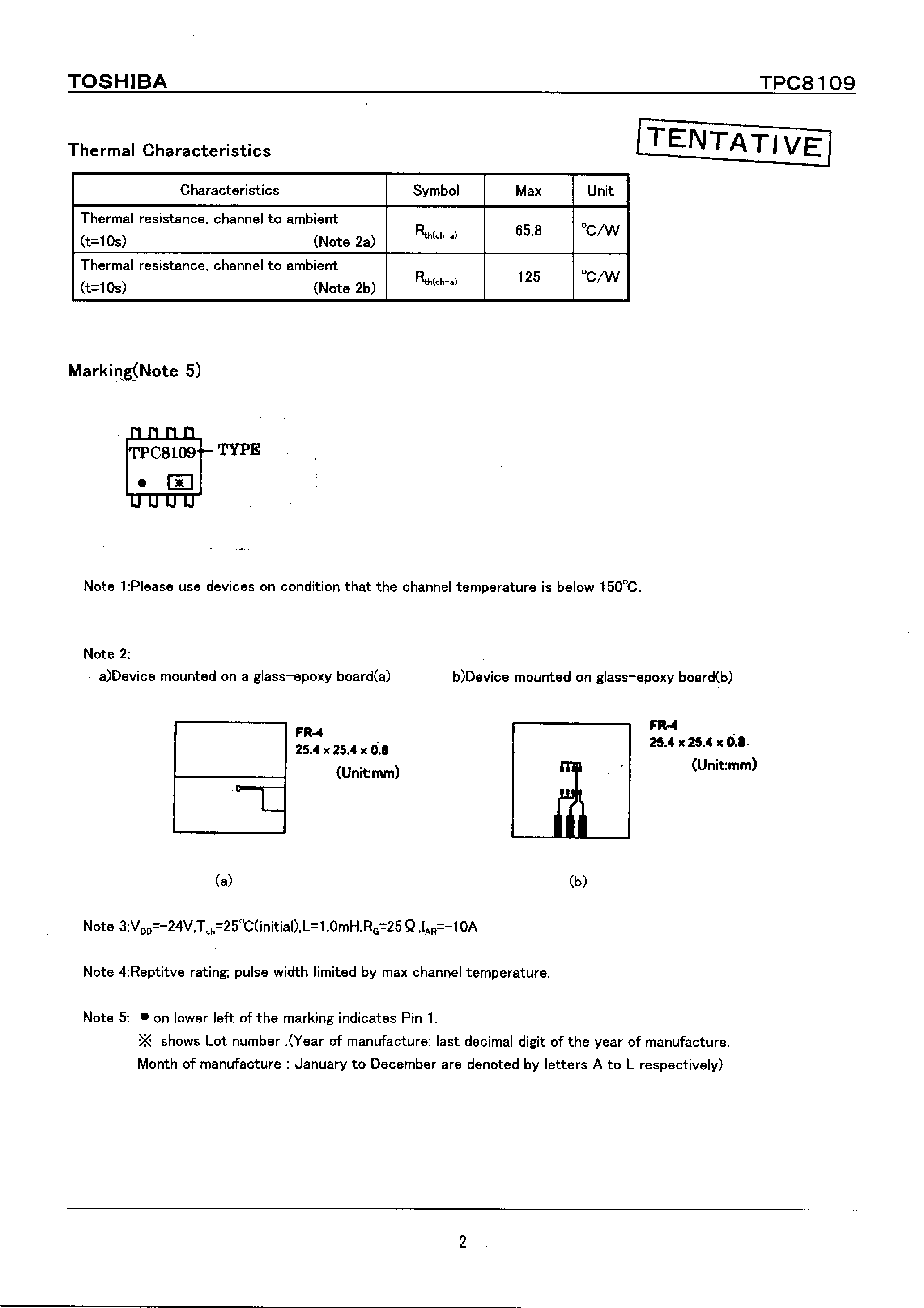 Datasheet TPC8109 - FIELD EFFECT TRANSISTOR SILICON P CHANNEL MOS TYPE page 2