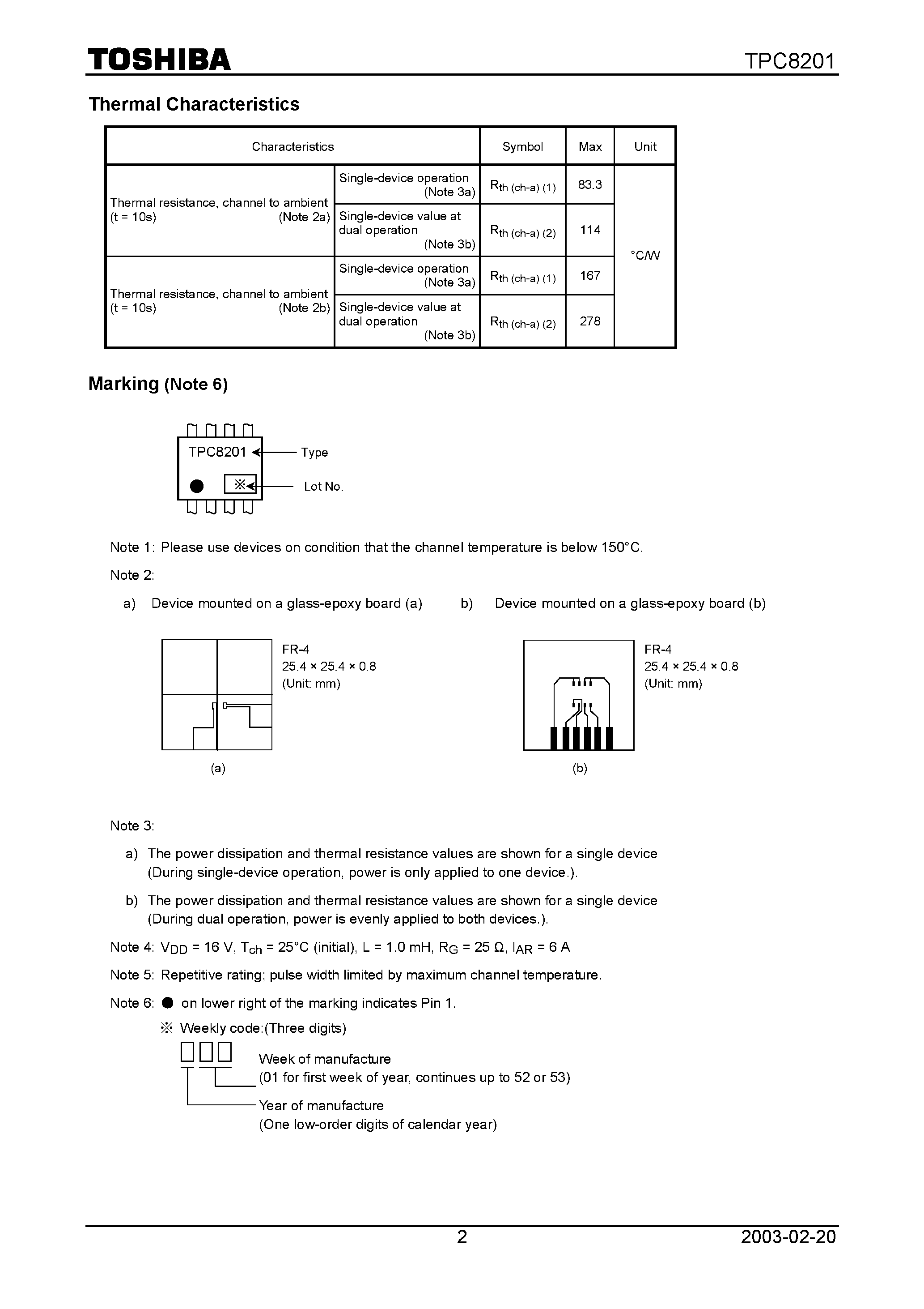 Datasheet TPC8201 - TOSHIBA Field Effect Transistor Silicon N Channel MOS Type page 2