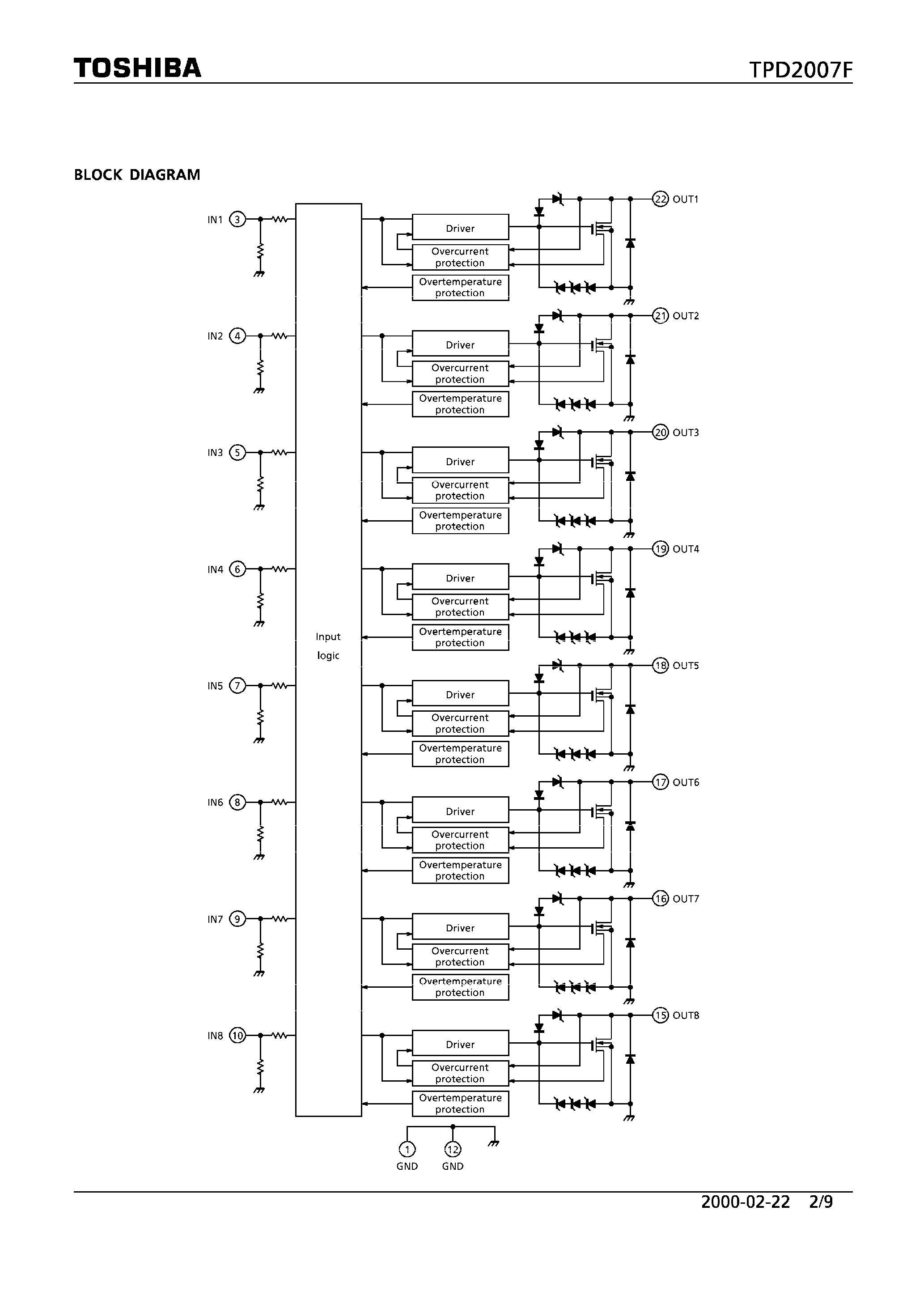 Datasheet TPD2007F - LOW-SIDE POWER SWITCH ARRAY FOR MOTORS SOLENOIDS AND LAMP DRIVES page 2