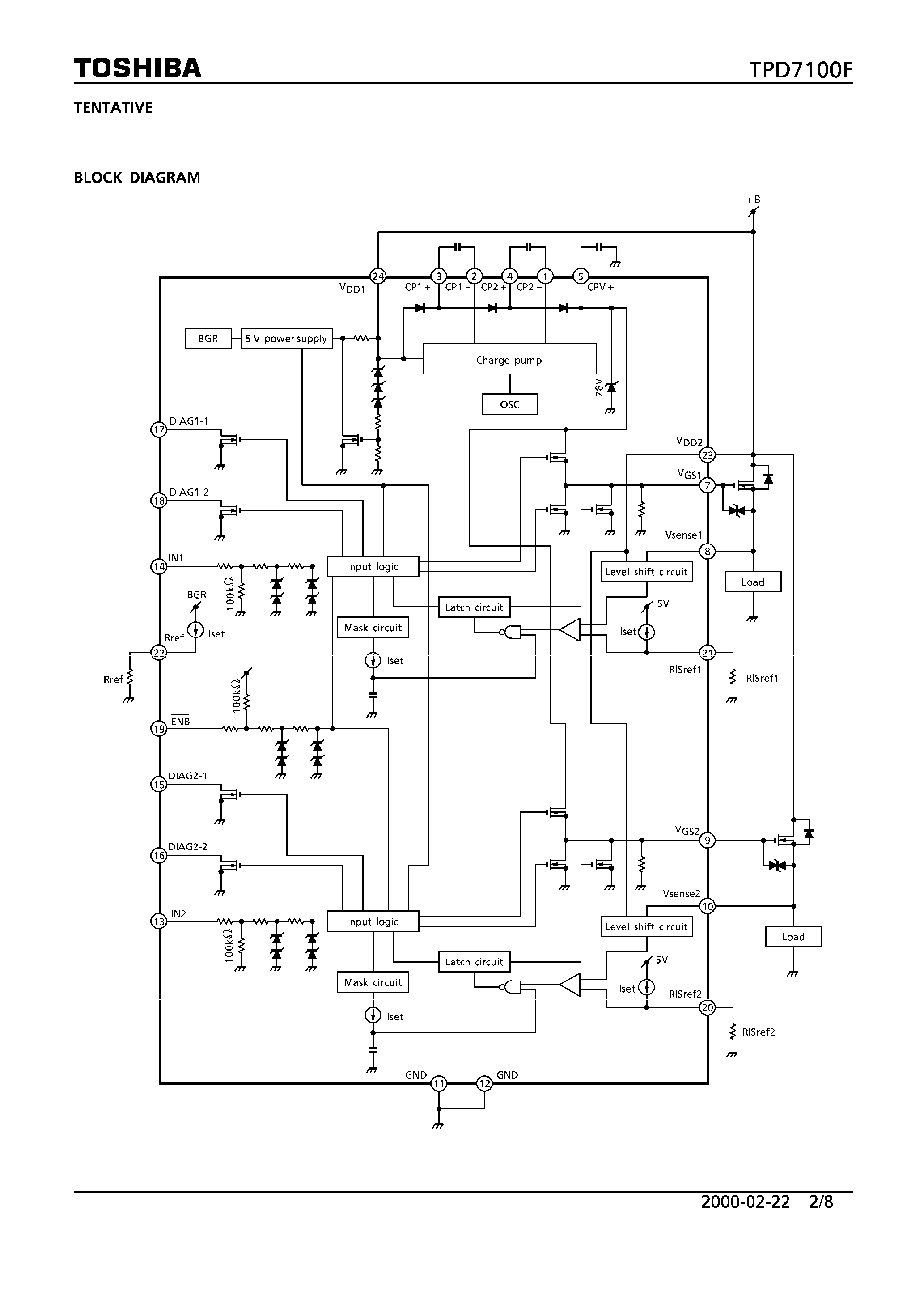 Datasheet TPD7100F page 2 Datasheet TPD7100F - 2 CH HIGH SIDE N CH POWER MOSFET GATE DRIVER page 2
