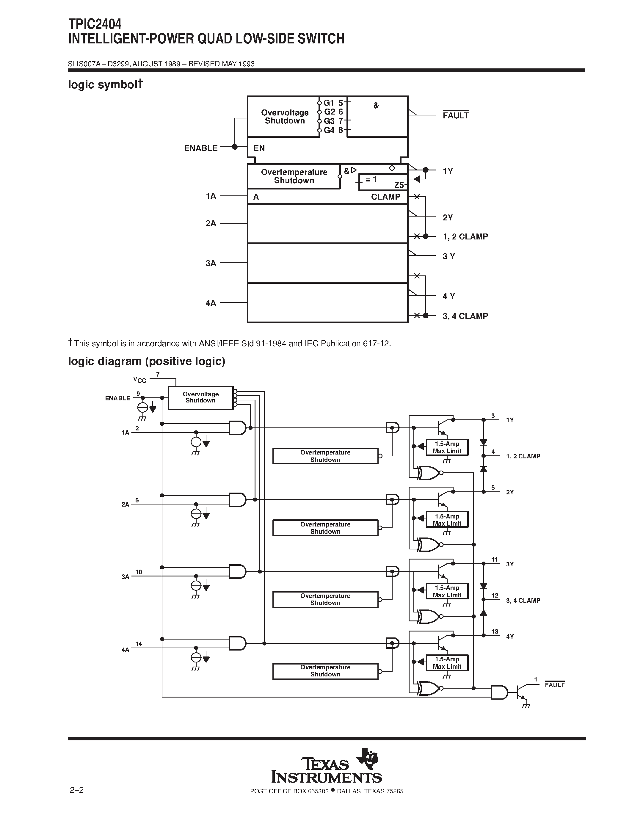 Datasheet TPIC2404 - INTELLIGENT-POWER QUAD LOW-SIDE SWITCH page 2