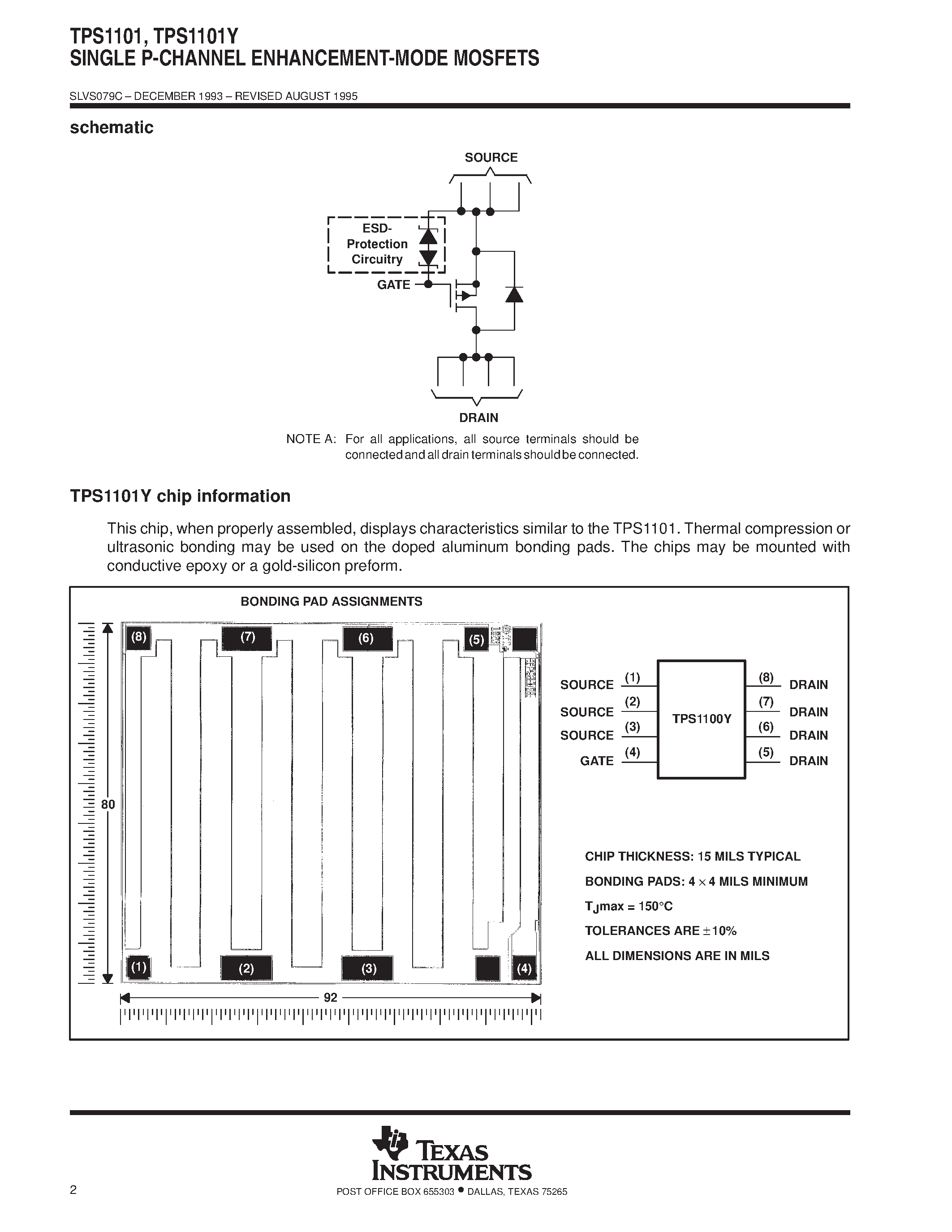 Datasheet TPS1101DW - SINGLE P-CHANNEL ENHANCEMENT-MODE MOSFETS page 2