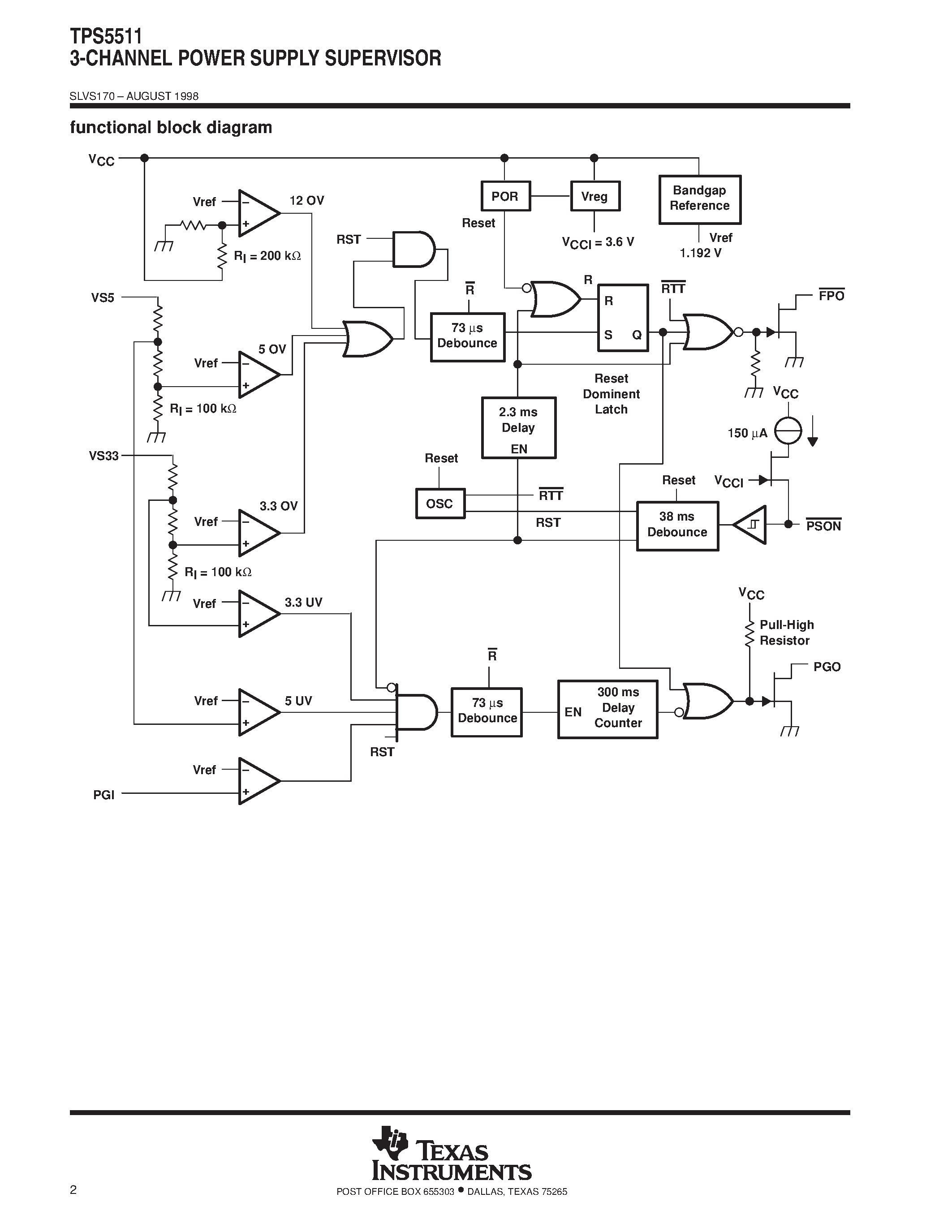 Datasheet TPS5511D page 2 Datasheet TPS5511D - 3-CHANNEL POWER SUPPLY SUPERVISOR page 2